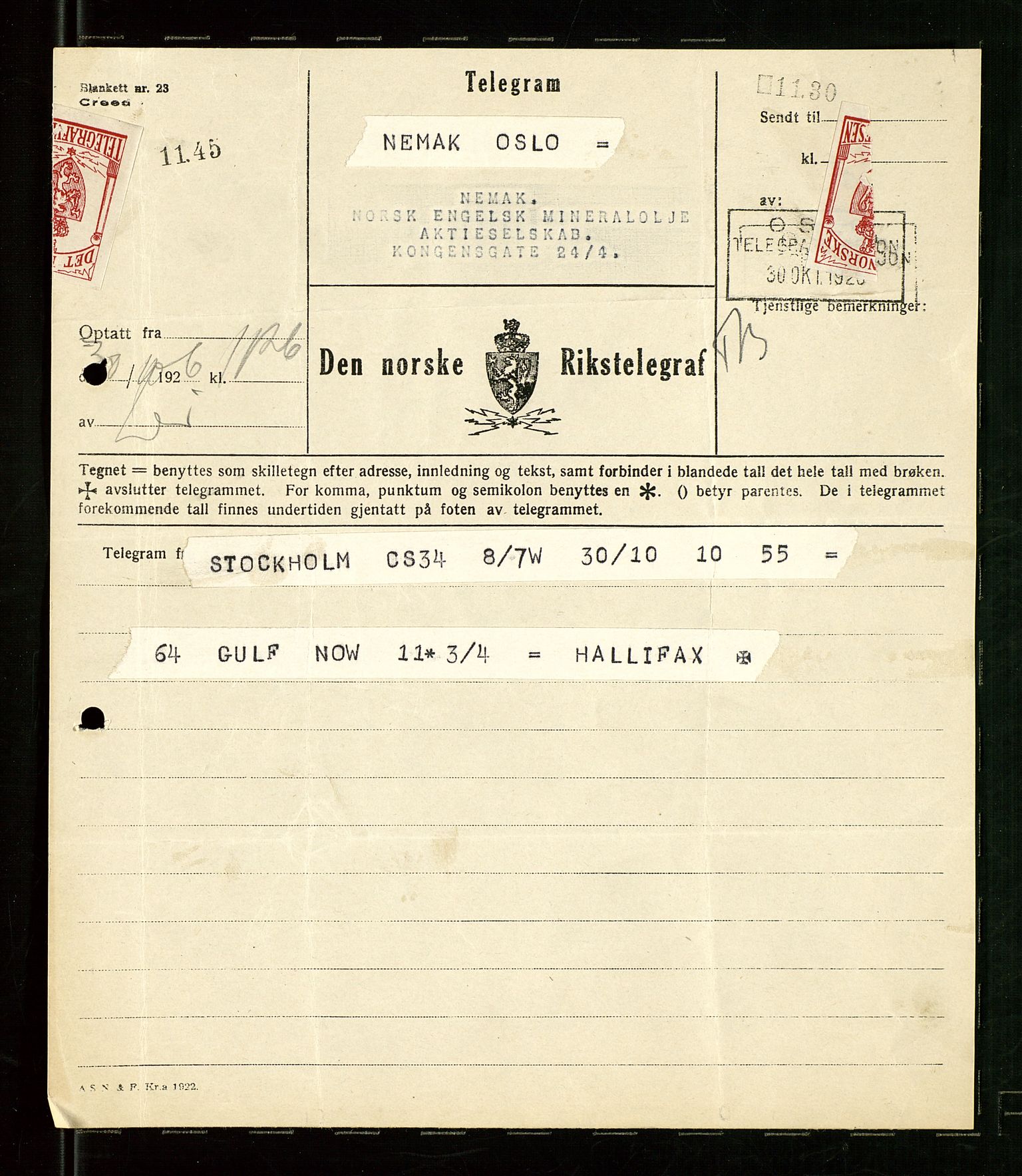 Pa 1521 - A/S Norske Shell, AV/SAST-A-101915/E/Ea/Eaa/L0024: Sjefskorrespondanse, 1926, p. 34