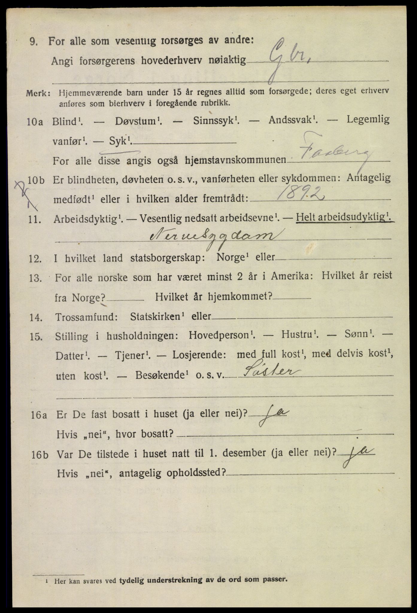 SAH, 1920 census for Fåberg, 1920, p. 11831