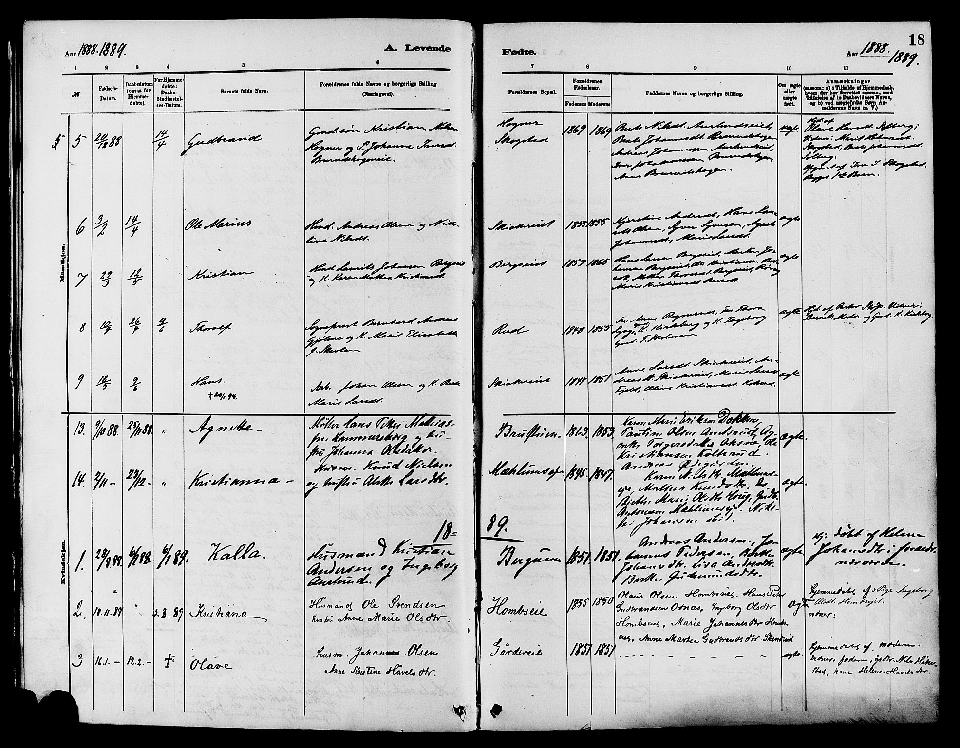 Nordre Land prestekontor, SAH/PREST-124/H/Ha/Haa/L0003: Parish register (official) no. 3, 1882-1896, p. 18