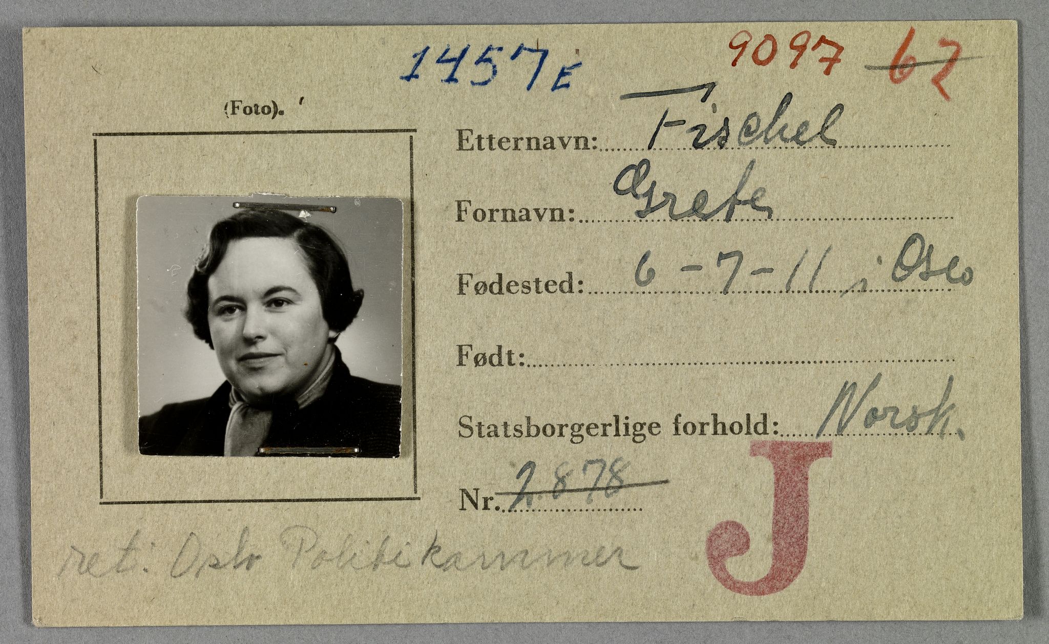 Sosialdepartementet, Våre Falne, RA/S-1708/E/Ee/L0021A: Fotografier av jøder på legitimasjonskort (1941-42), 1941-1942, p. 117