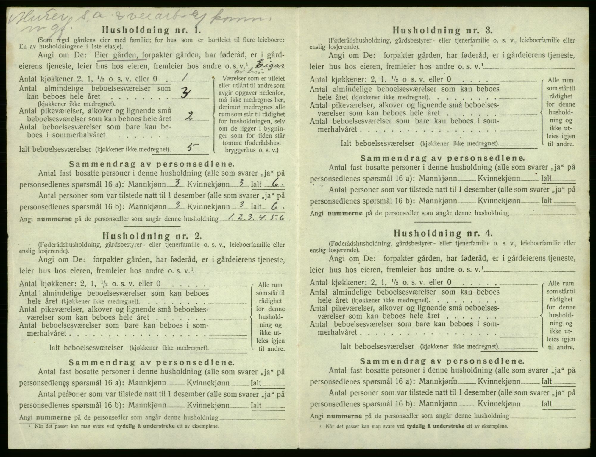 SAB, 1920 census for Kvam, 1920, p. 391