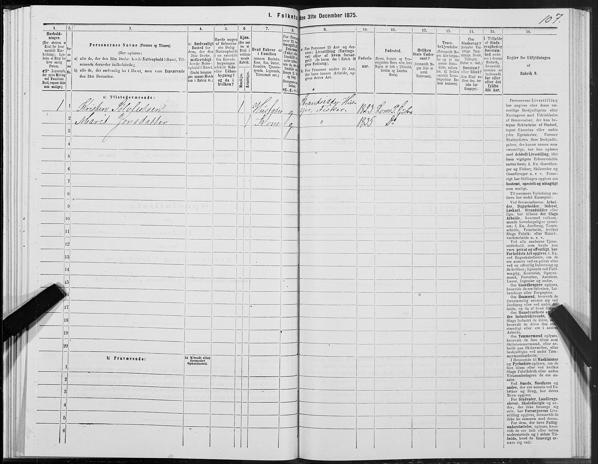 SAT, 1875 census for 1630P Aafjorden, 1875, p. 4107