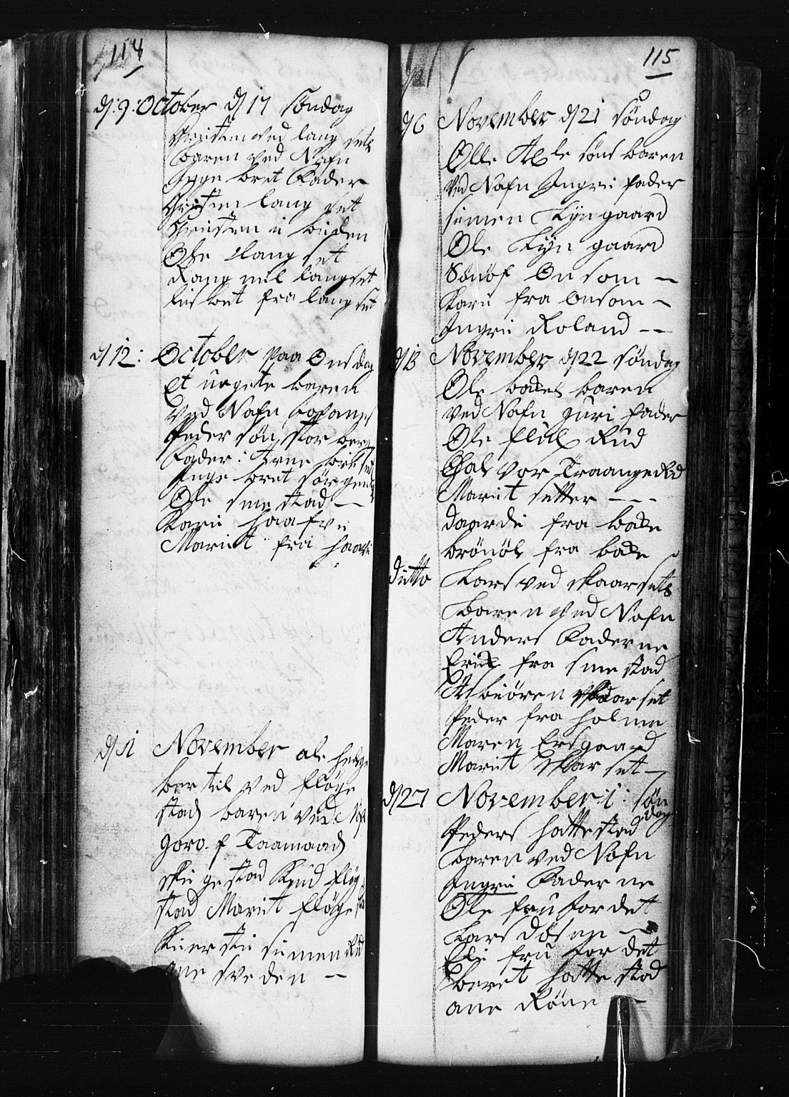 Fåberg prestekontor, SAH/PREST-086/H/Ha/Hab/L0001: Parish register (copy) no. 1, 1727-1767, p. 114-115