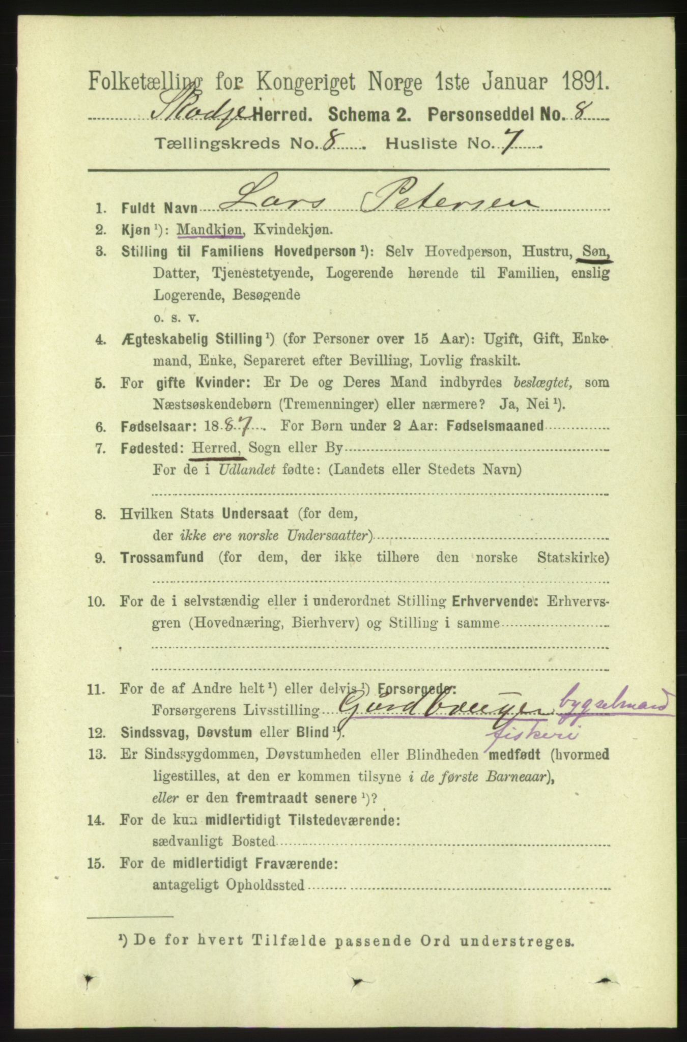 RA, 1891 census for 1529 Skodje, 1891, p. 1730