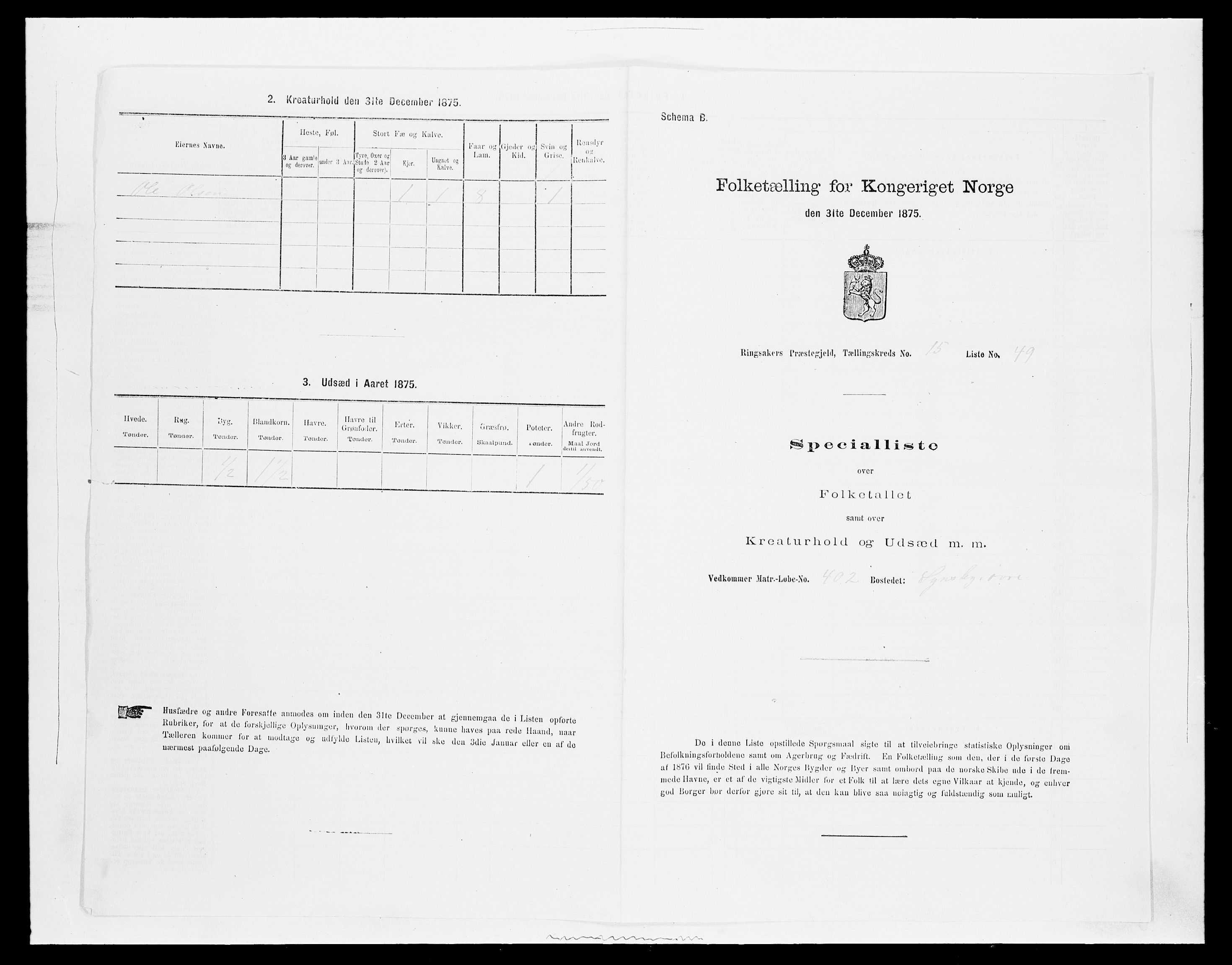 SAH, 1875 census for 0412P Ringsaker, 1875, p. 3128