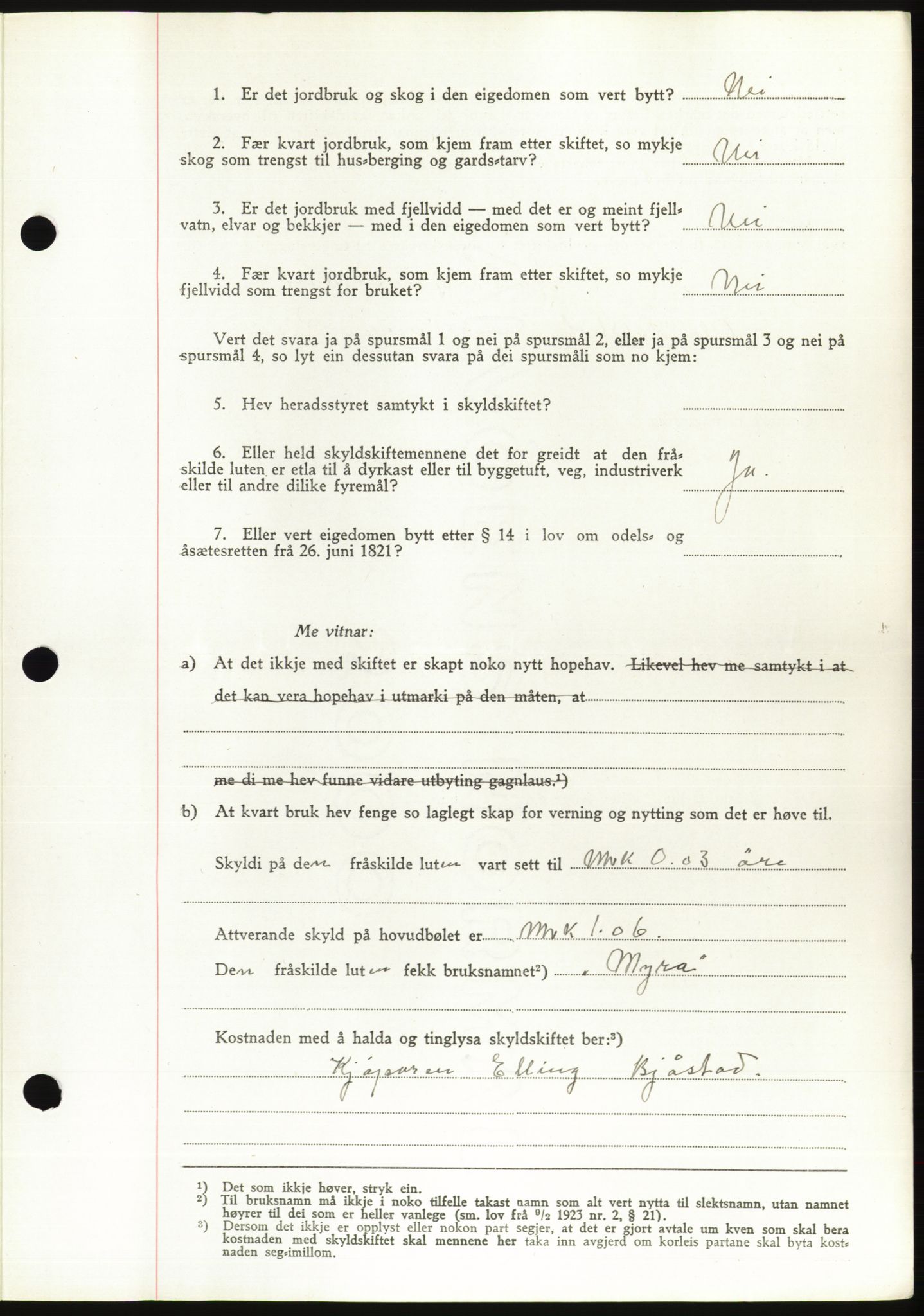 Søre Sunnmøre sorenskriveri, AV/SAT-A-4122/1/2/2C/L0076: Mortgage book no. 2A, 1943-1944, Diary no: : 672/1944