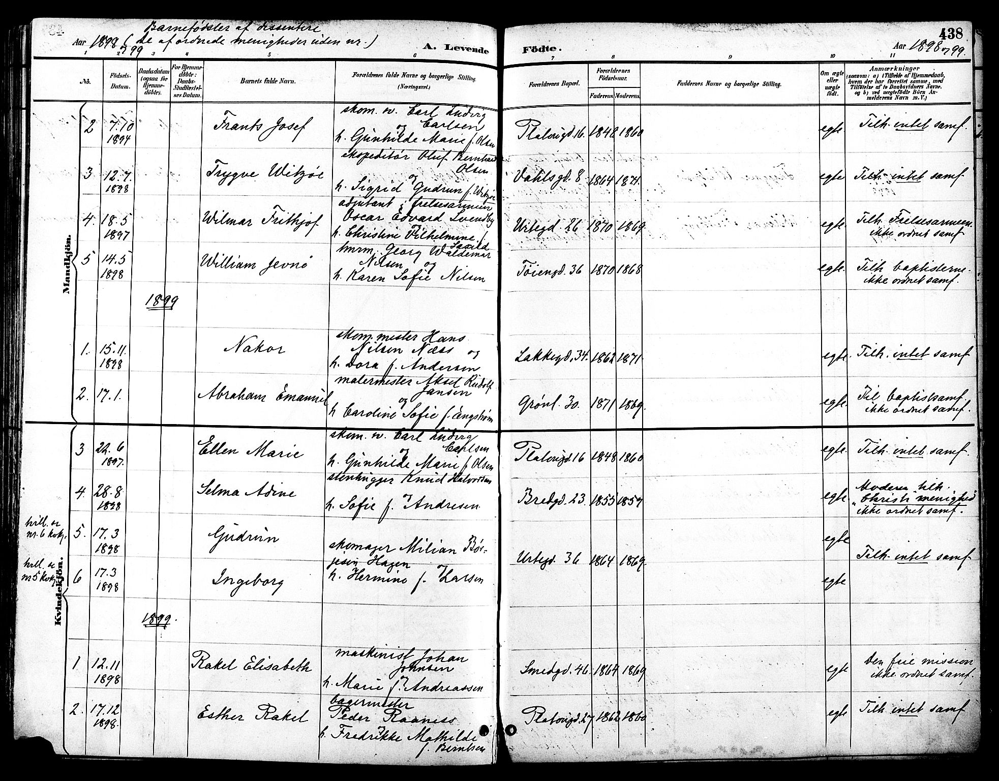 Grønland prestekontor Kirkebøker, SAO/A-10848/F/Fa/L0012: Parish register (official) no. 12, 1893-1900, p. 438