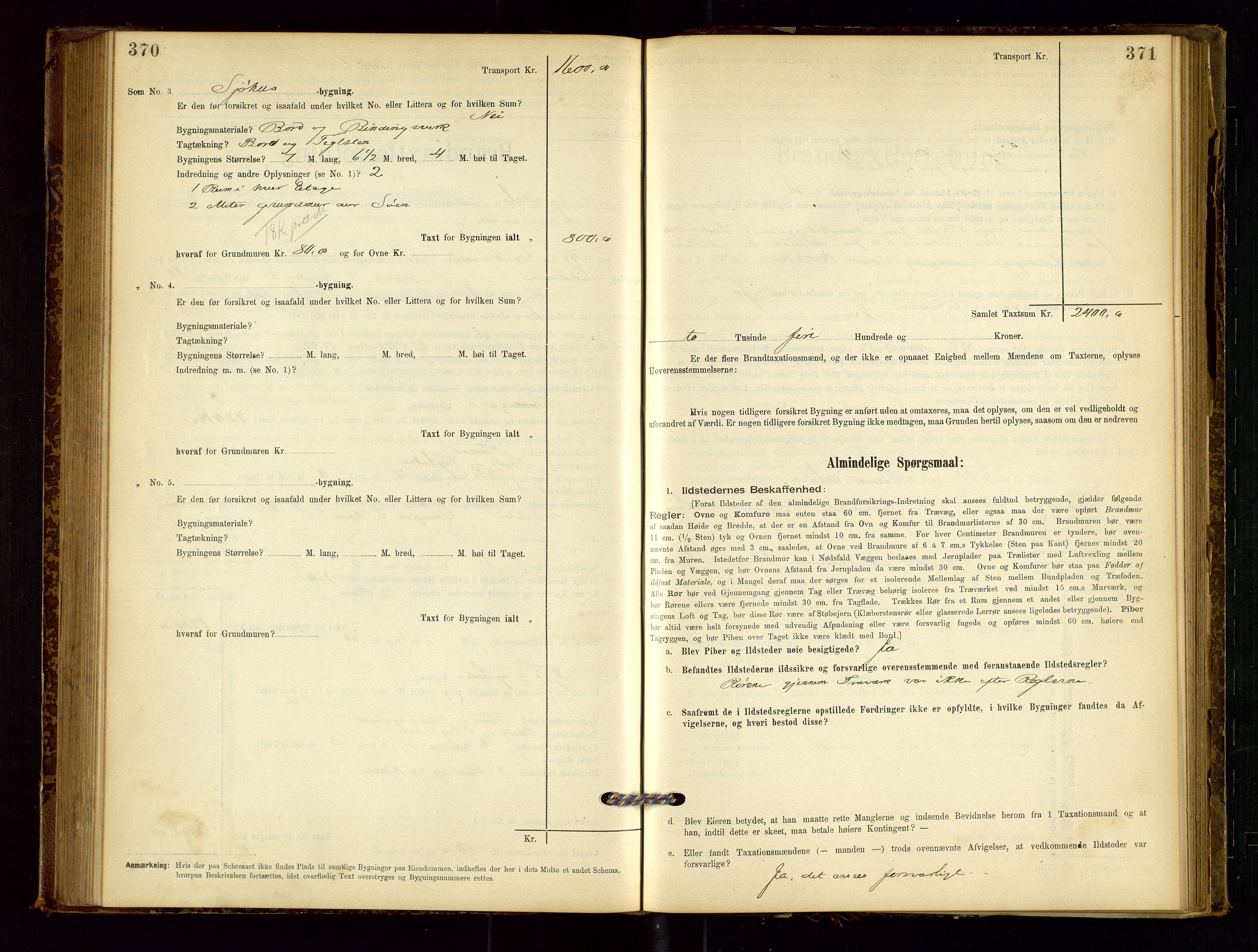 Sokndal lensmannskontor, AV/SAST-A-100417/Gob/L0001: "Brandtaxt-Protokol", 1895-1902, p. 370-371