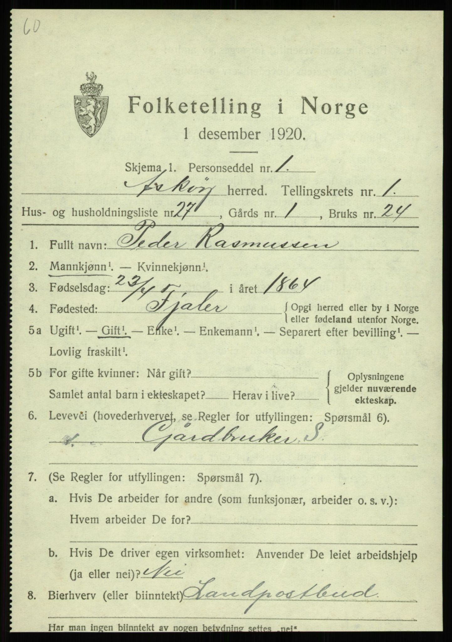 SAB, 1920 census for Askøy, 1920, p. 3814