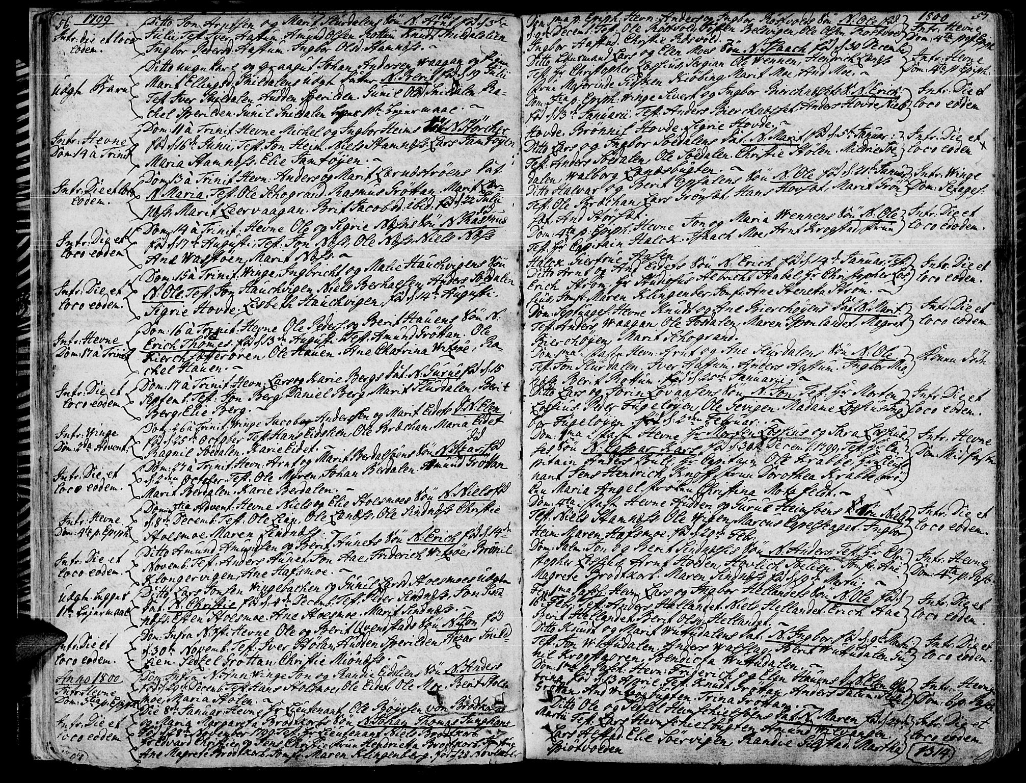 Ministerialprotokoller, klokkerbøker og fødselsregistre - Sør-Trøndelag, AV/SAT-A-1456/630/L0490: Parish register (official) no. 630A03, 1795-1818, p. 56-57