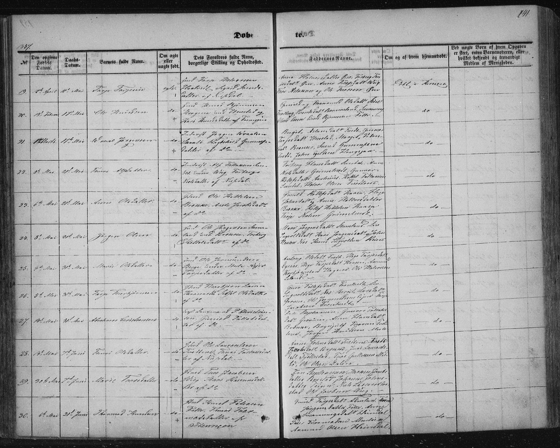 Nissedal kirkebøker, AV/SAKO-A-288/F/Fa/L0003: Parish register (official) no. I 3, 1846-1870, p. 140-141