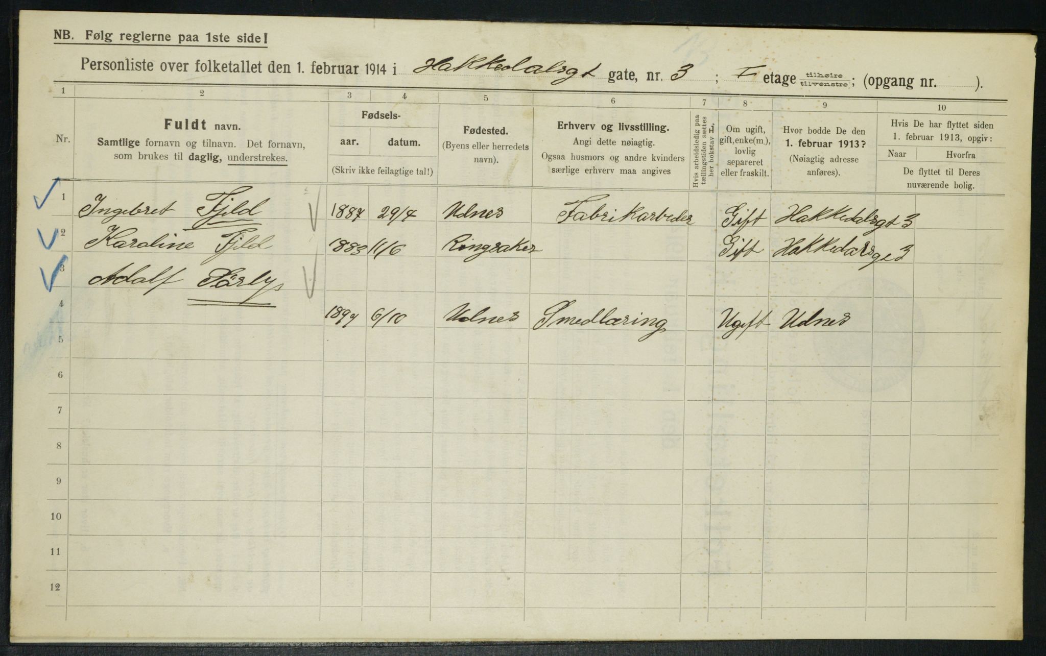 OBA, Municipal Census 1914 for Kristiania, 1914, p. 34100