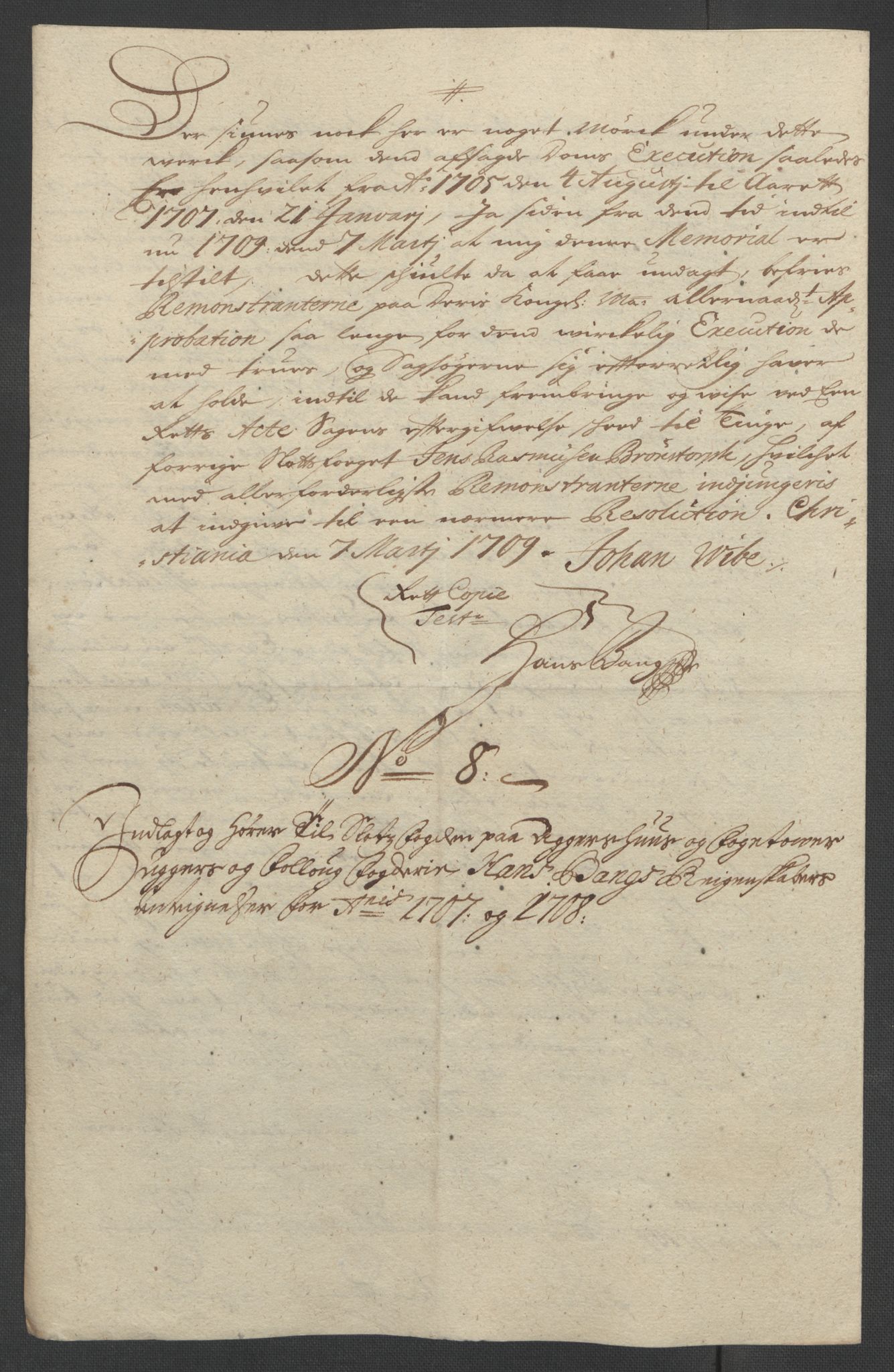 Rentekammeret inntil 1814, Reviderte regnskaper, Fogderegnskap, AV/RA-EA-4092/R10/L0447: Fogderegnskap Aker og Follo, 1707-1709, p. 406