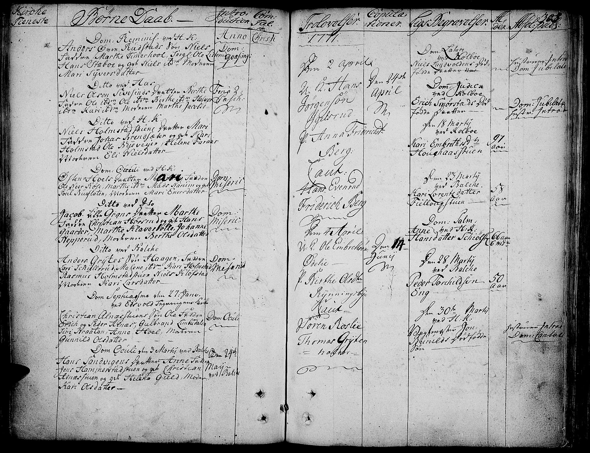 Toten prestekontor, AV/SAH-PREST-102/H/Ha/Haa/L0005: Parish register (official) no. 5, 1761-1772, p. 303