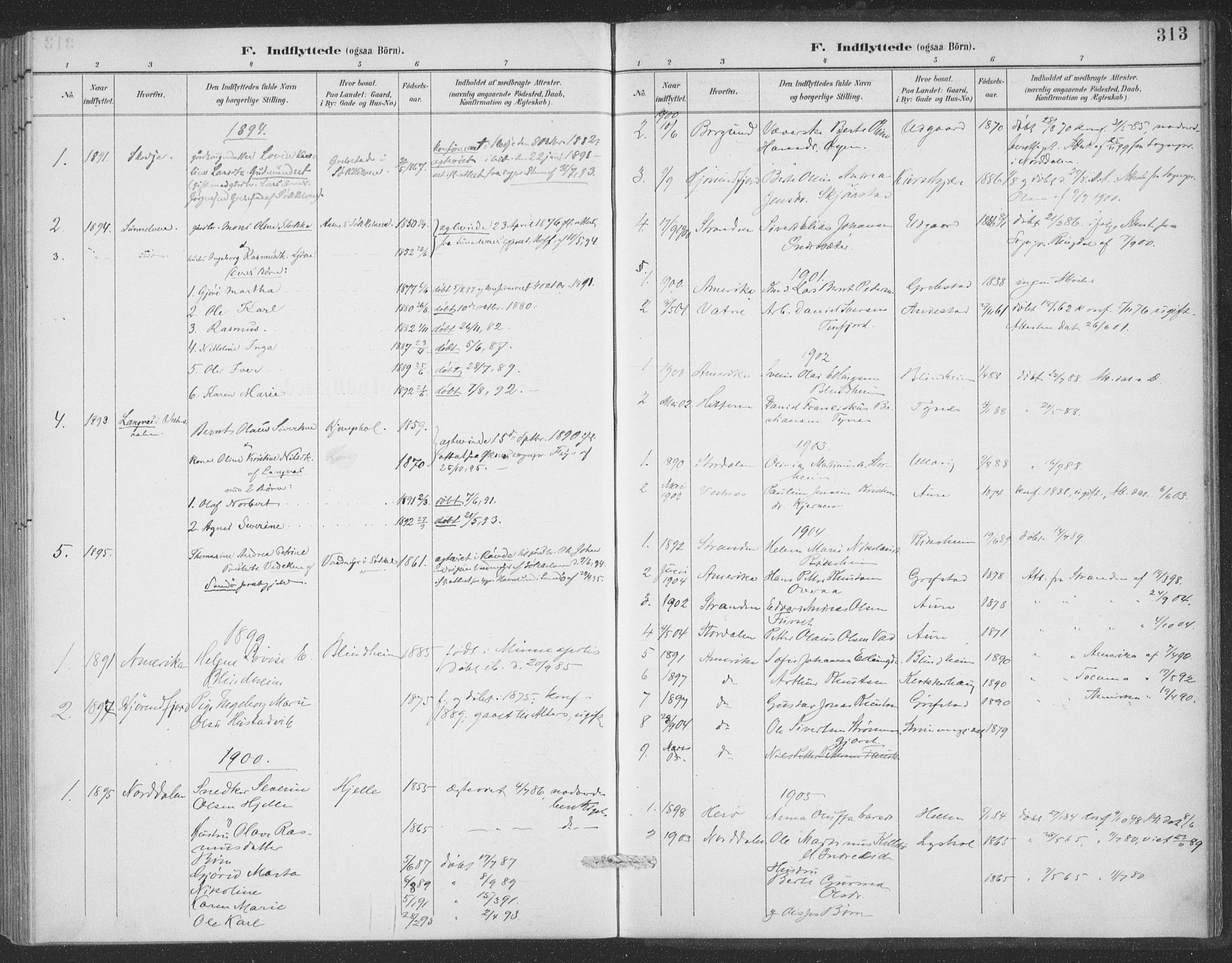Ministerialprotokoller, klokkerbøker og fødselsregistre - Møre og Romsdal, SAT/A-1454/523/L0335: Parish register (official) no. 523A02, 1891-1911, p. 313