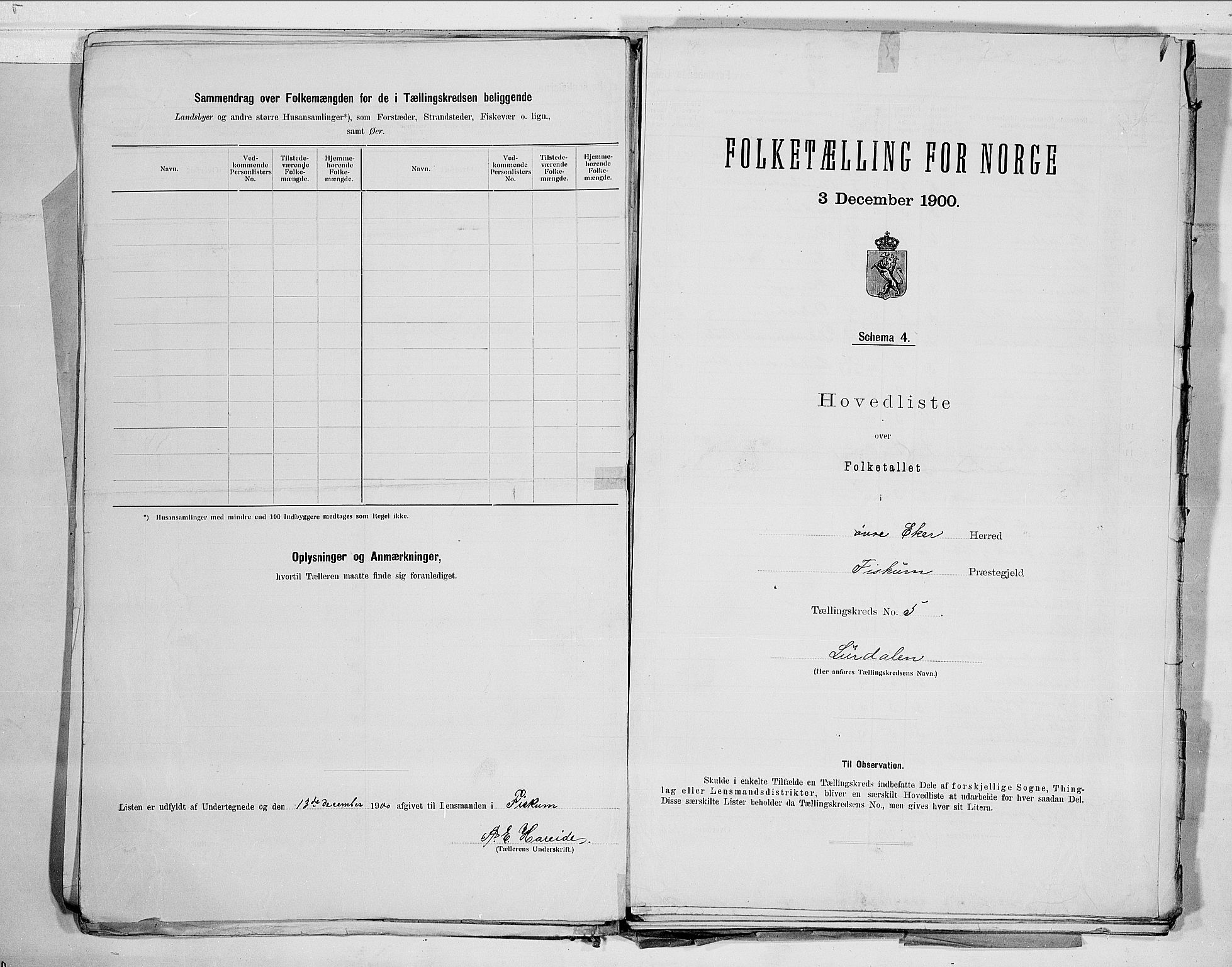 RA, 1900 census for Øvre Eiker, 1900, p. 14