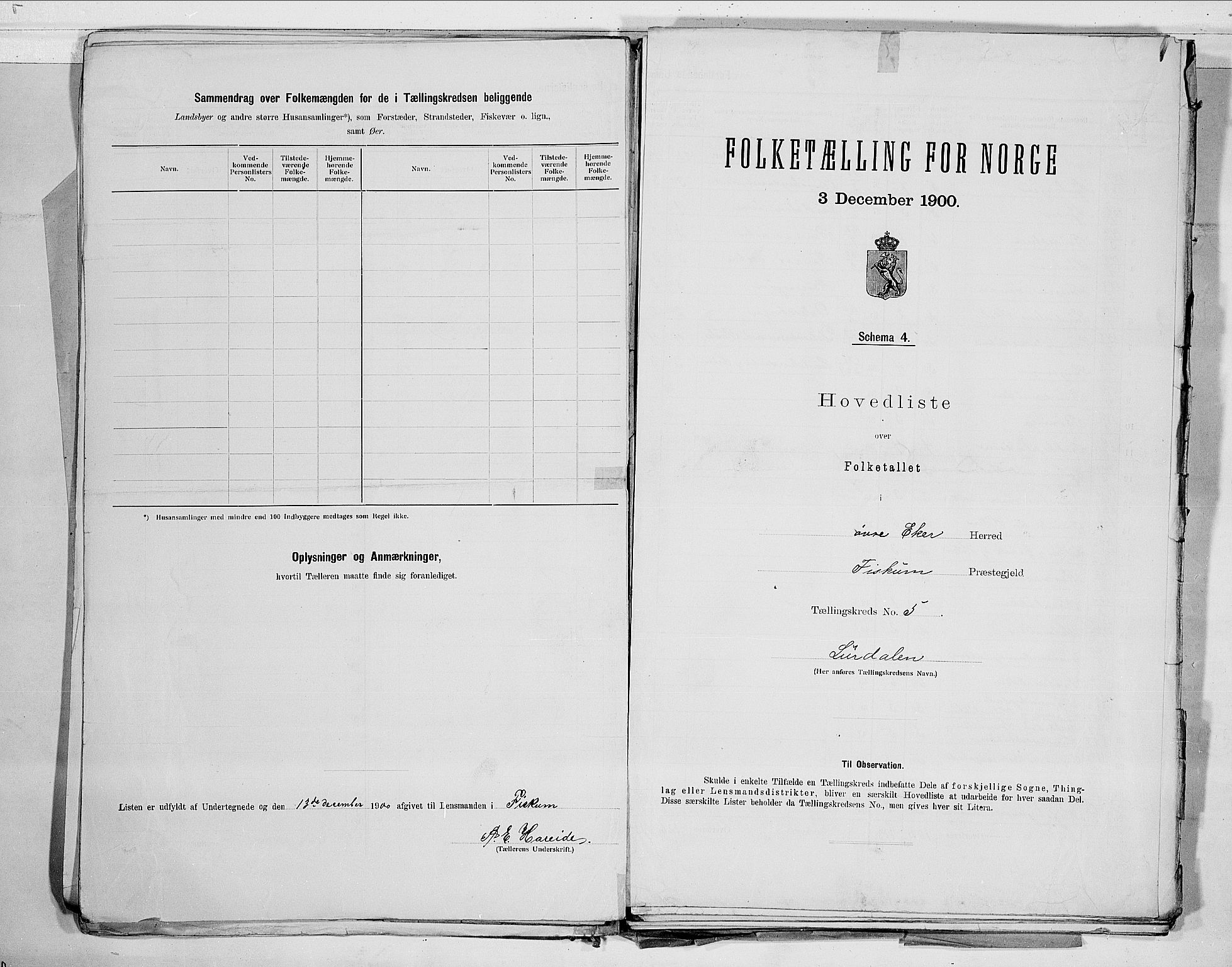 RA, 1900 census for Øvre Eiker, 1900, p. 14