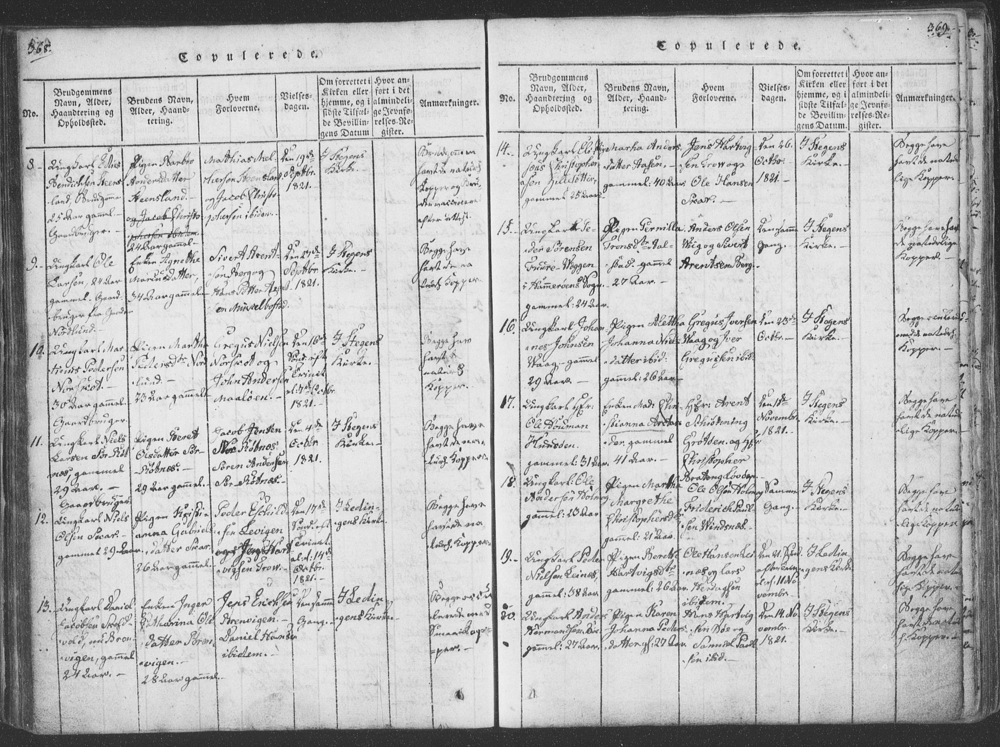 Ministerialprotokoller, klokkerbøker og fødselsregistre - Nordland, AV/SAT-A-1459/855/L0798: Parish register (official) no. 855A06, 1821-1835, p. 368-369