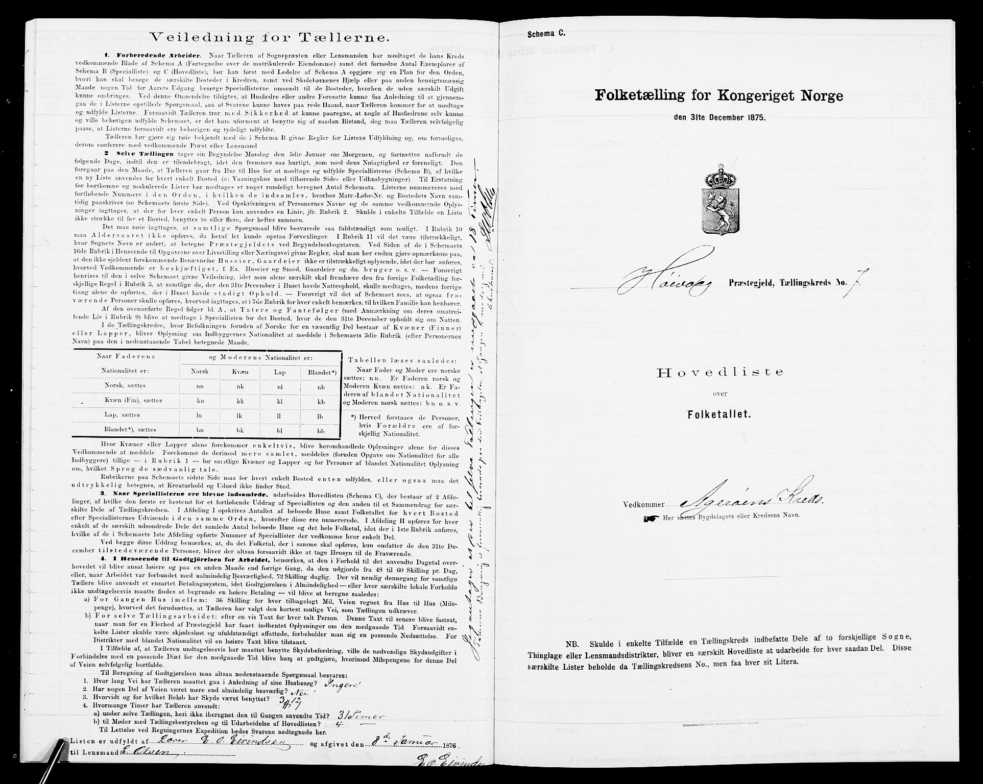 SAK, 1875 census for 0927P Høvåg, 1875, p. 31