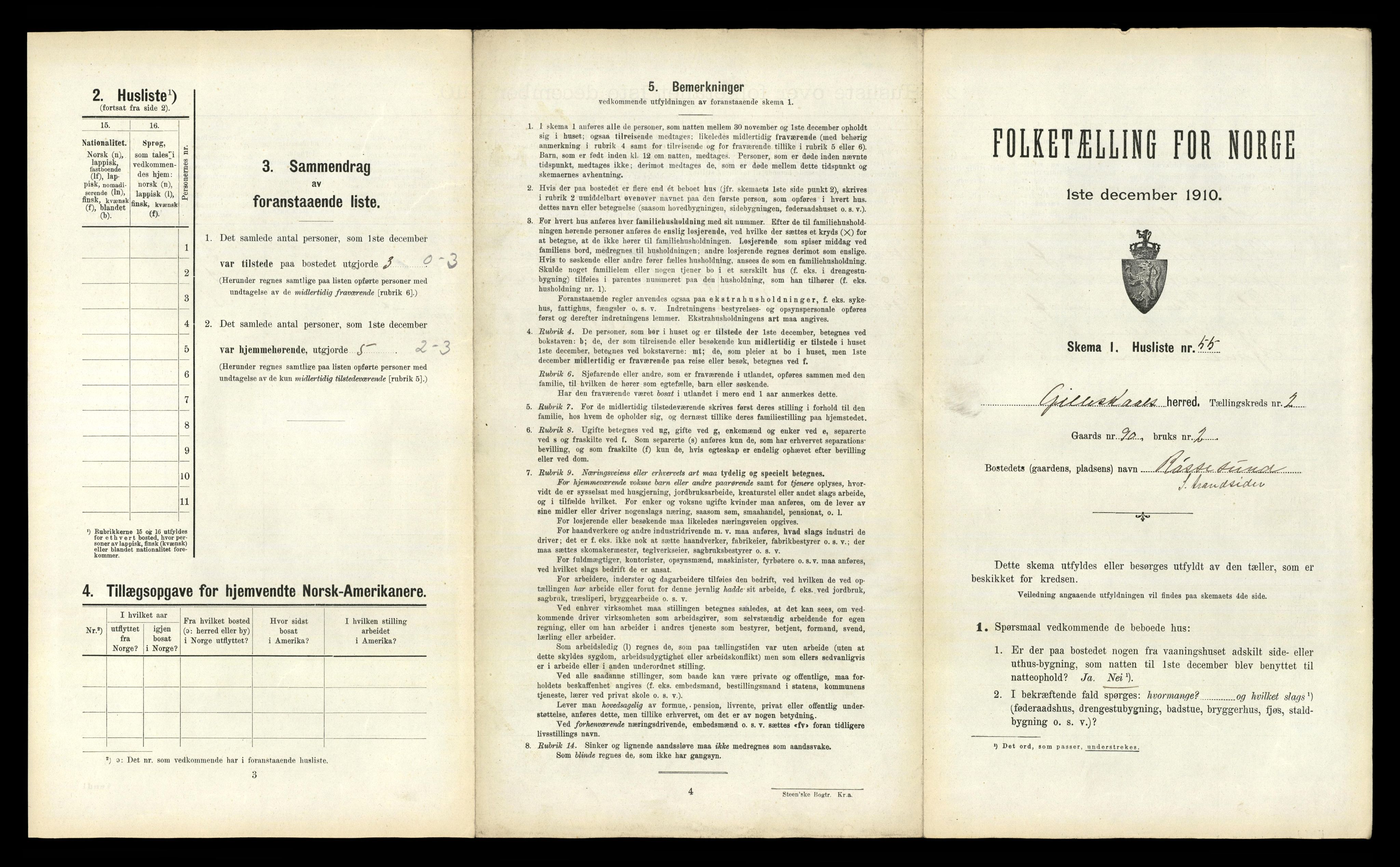 RA, 1910 census for Gildeskål, 1910, p. 279