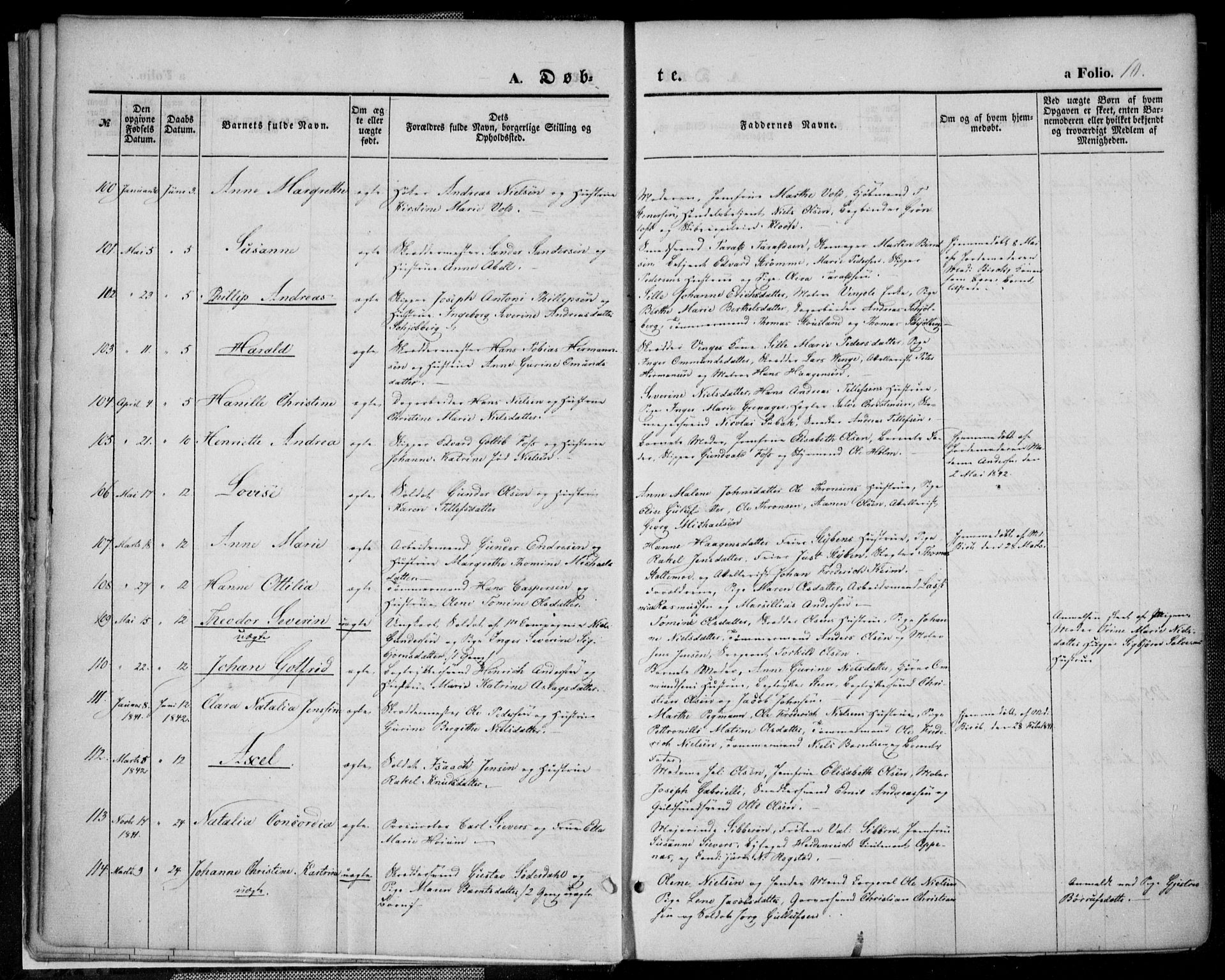 Kristiansand domprosti, SAK/1112-0006/F/Fa/L0013: Parish register (official) no. A 13, 1842-1851, p. 10