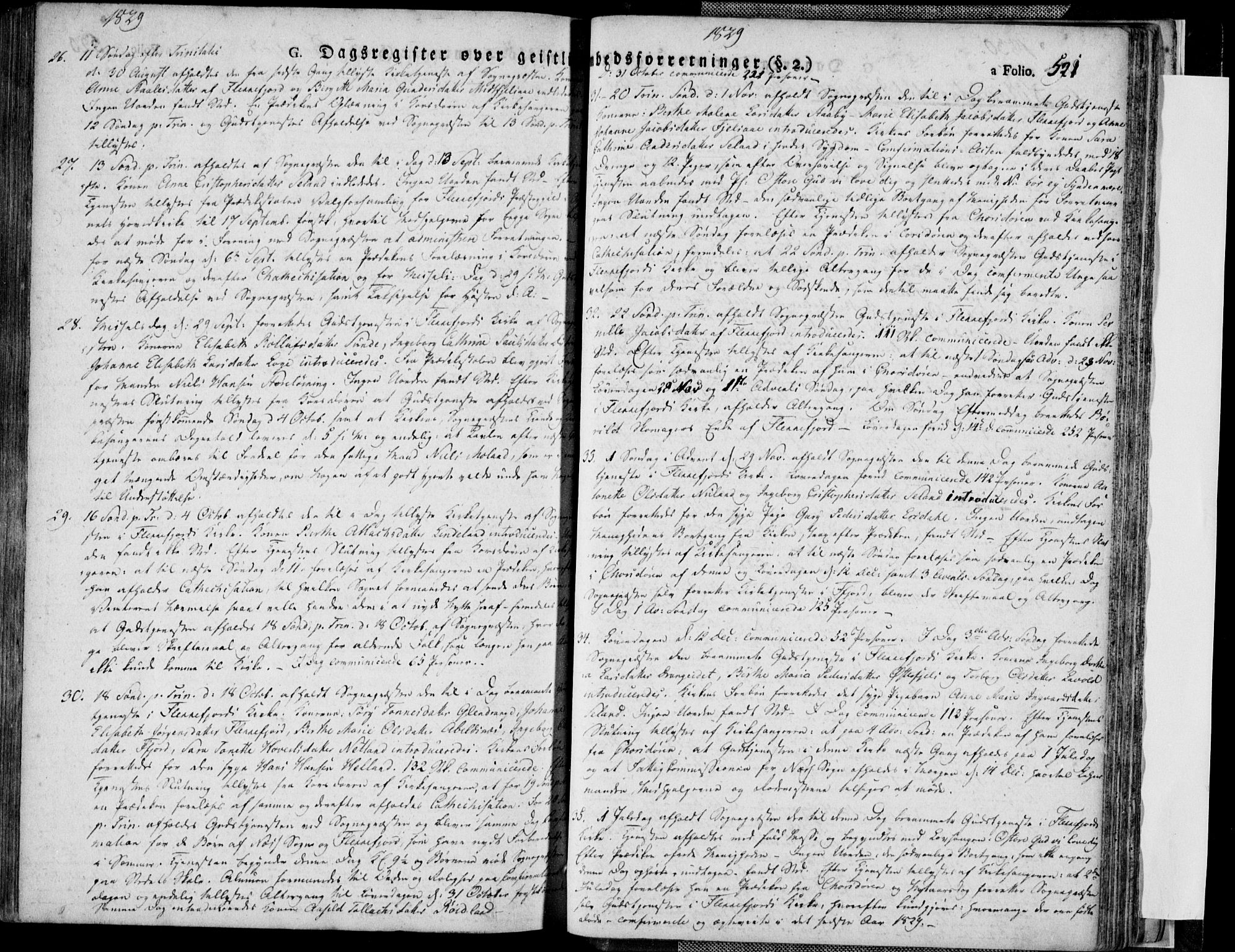 Flekkefjord sokneprestkontor, SAK/1111-0012/F/Fa/Fac/L0003: Parish register (official) no. A 3, 1826-1841, p. 521