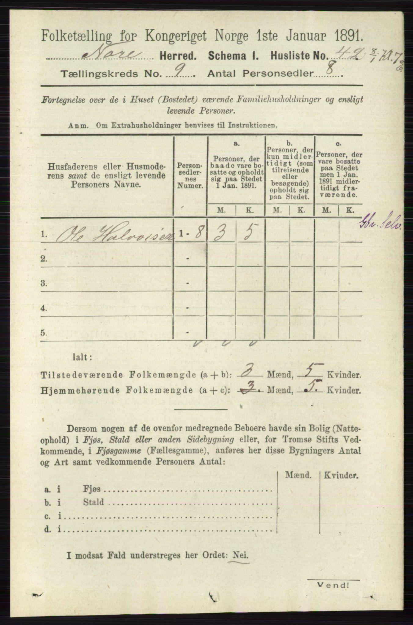 RA, 1891 census for 0633 Nore, 1891, p. 3196