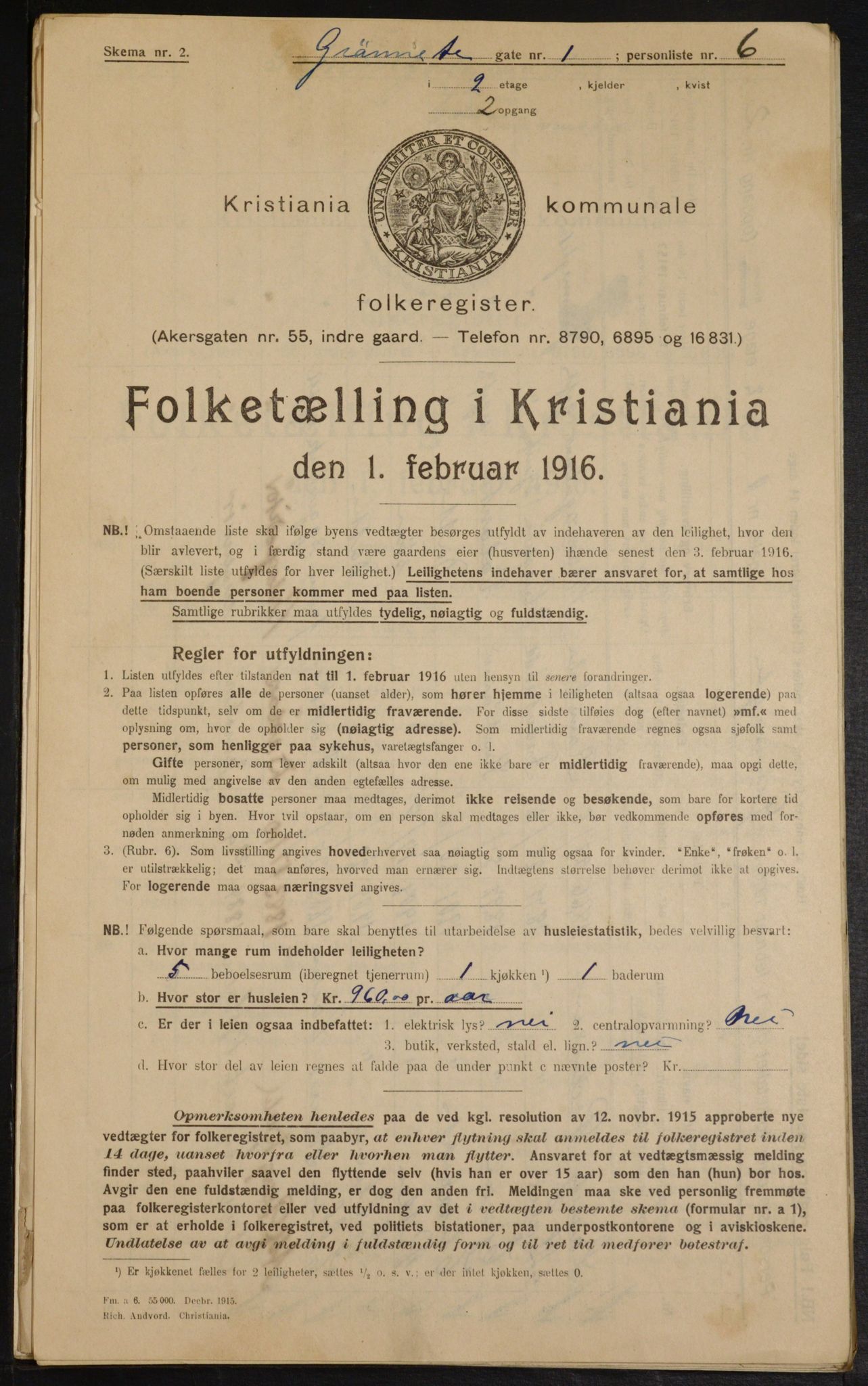 OBA, Municipal Census 1916 for Kristiania, 1916, p. 32810