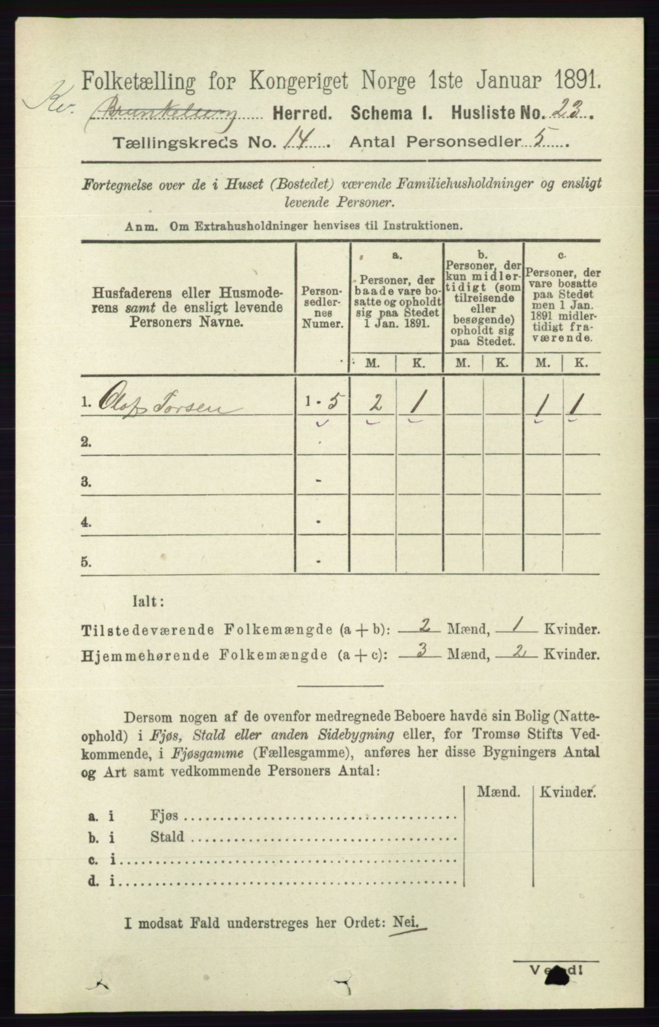 RA, 1891 census for 0829 Kviteseid, 1891, p. 3338