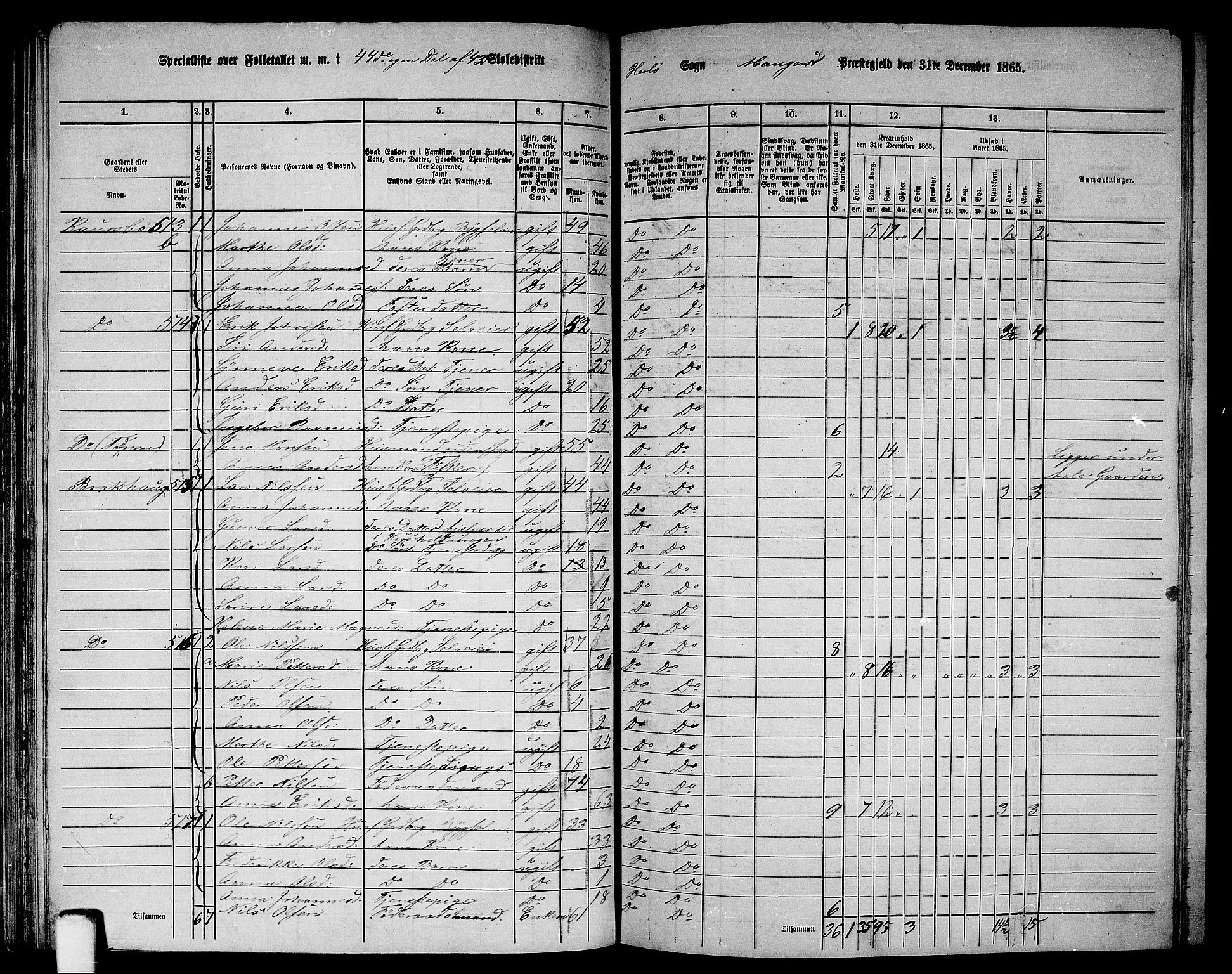 RA, 1865 census for Manger, 1865, p. 139