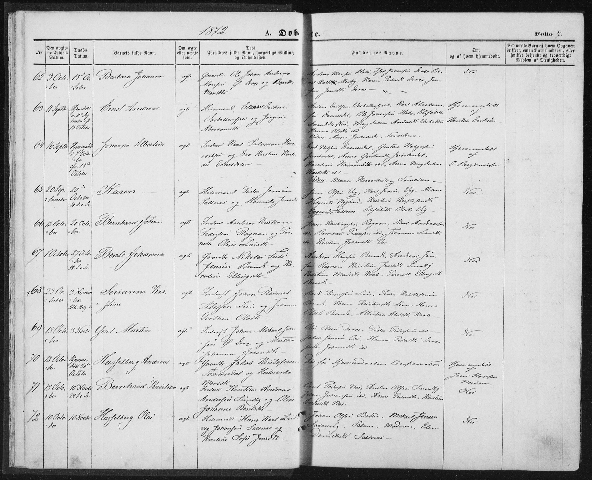 Ministerialprotokoller, klokkerbøker og fødselsregistre - Nordland, SAT/A-1459/847/L0668: Parish register (official) no. 847A08, 1872-1886, p. 7