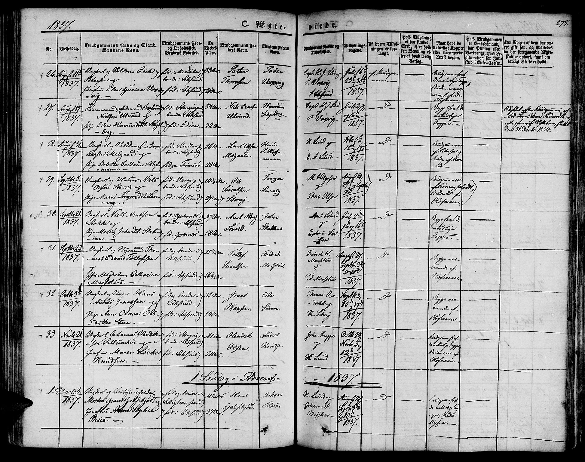 Ministerialprotokoller, klokkerbøker og fødselsregistre - Møre og Romsdal, SAT/A-1454/572/L0843: Parish register (official) no. 572A06, 1832-1842, p. 275