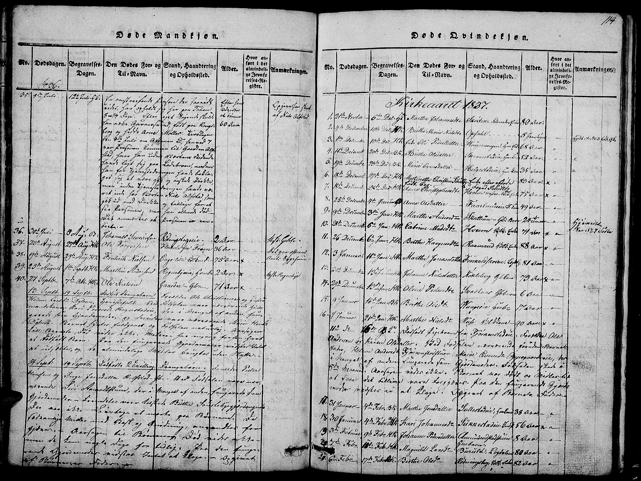 Østre Toten prestekontor, SAH/PREST-104/H/Ha/Hab/L0001: Parish register (copy) no. 1, 1827-1839, p. 114