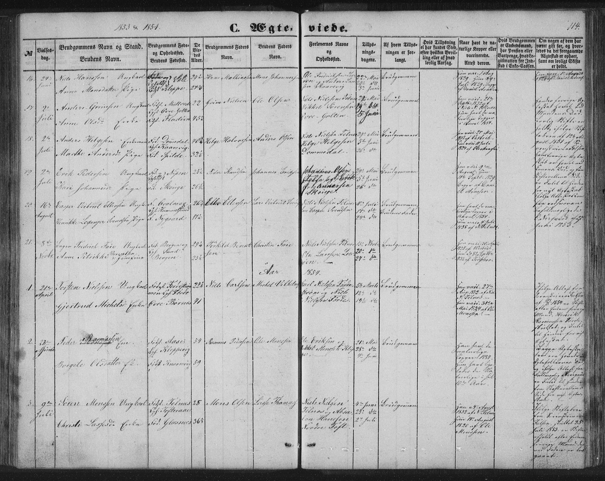 Sund sokneprestembete, SAB/A-99930: Parish register (copy) no. B 1, 1852-1873, p. 114