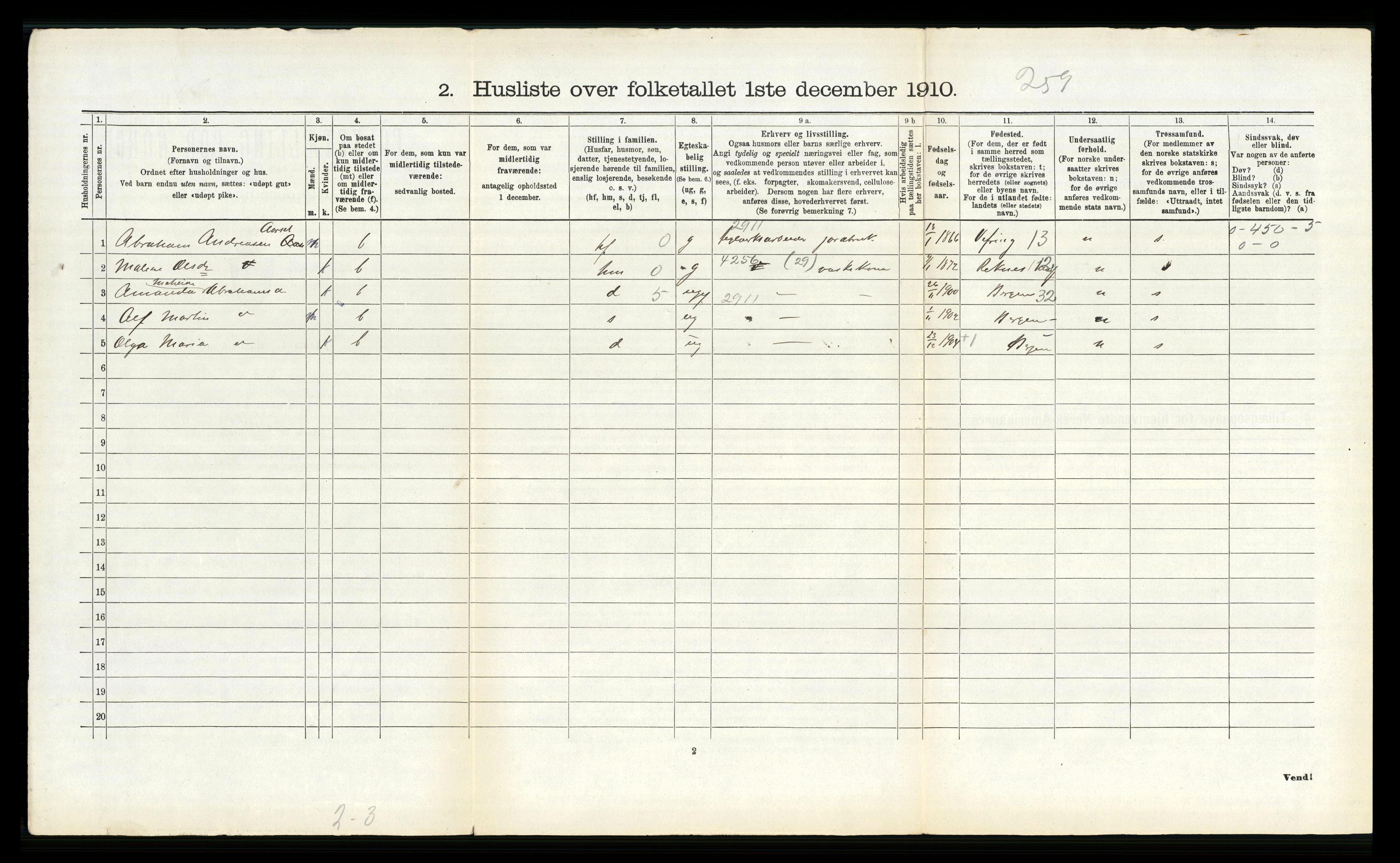 RA, 1910 census for Ytre Holmedal, 1910, p. 141