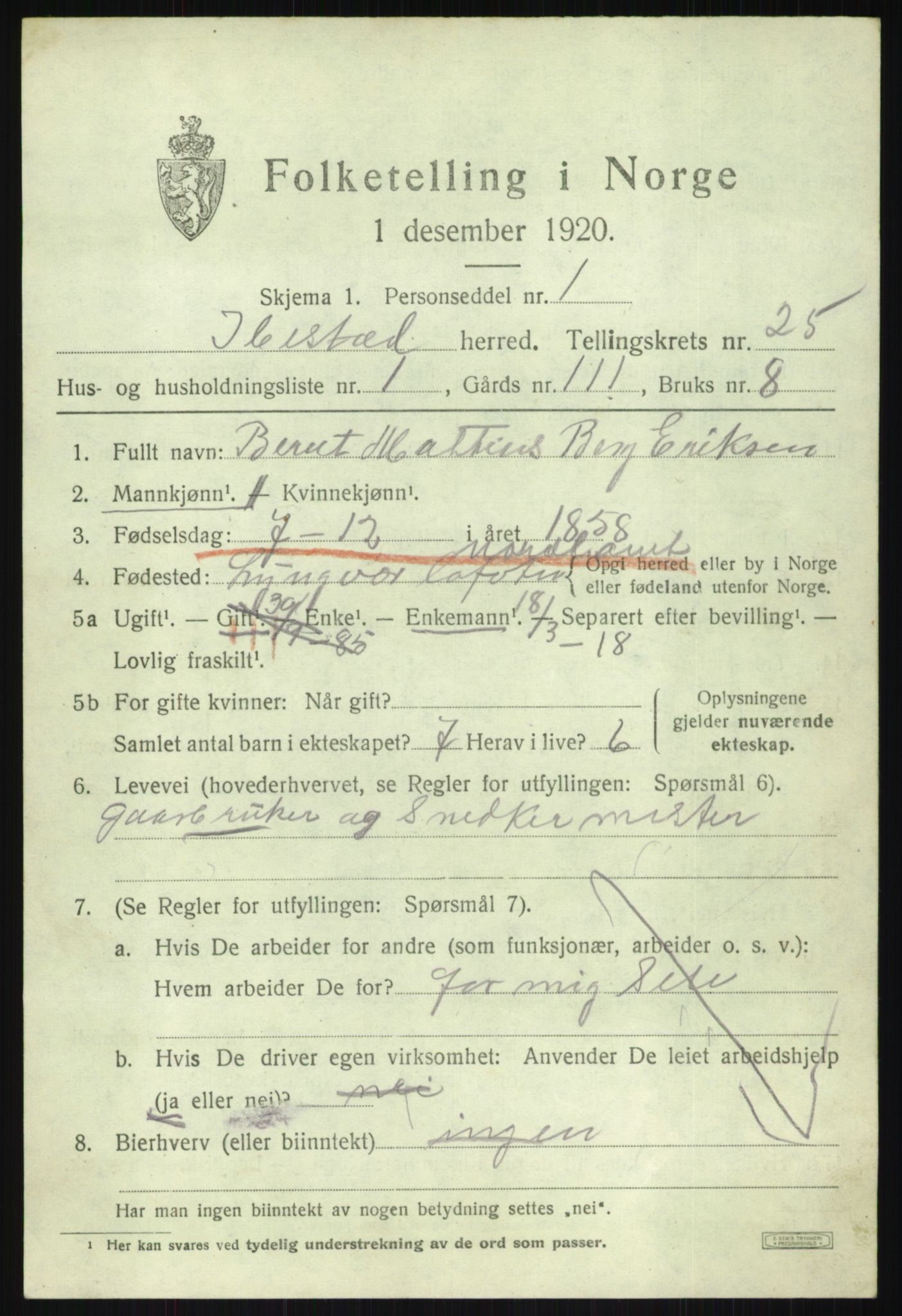 SATØ, 1920 census for Ibestad, 1920, p. 13234