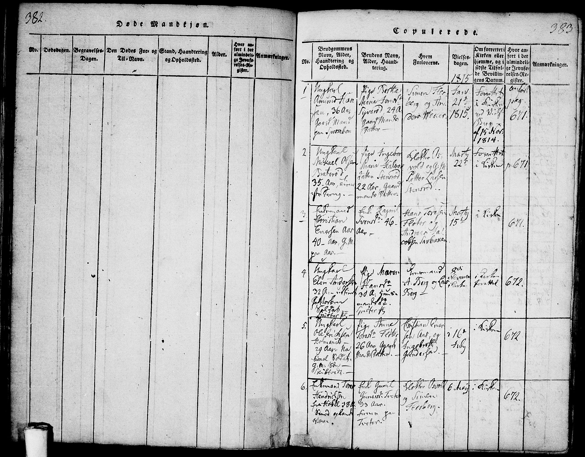 Våler prestekontor Kirkebøker, SAO/A-11083/F/Fa/L0005: Parish register (official) no. I 5, 1815-1839, p. 382-383