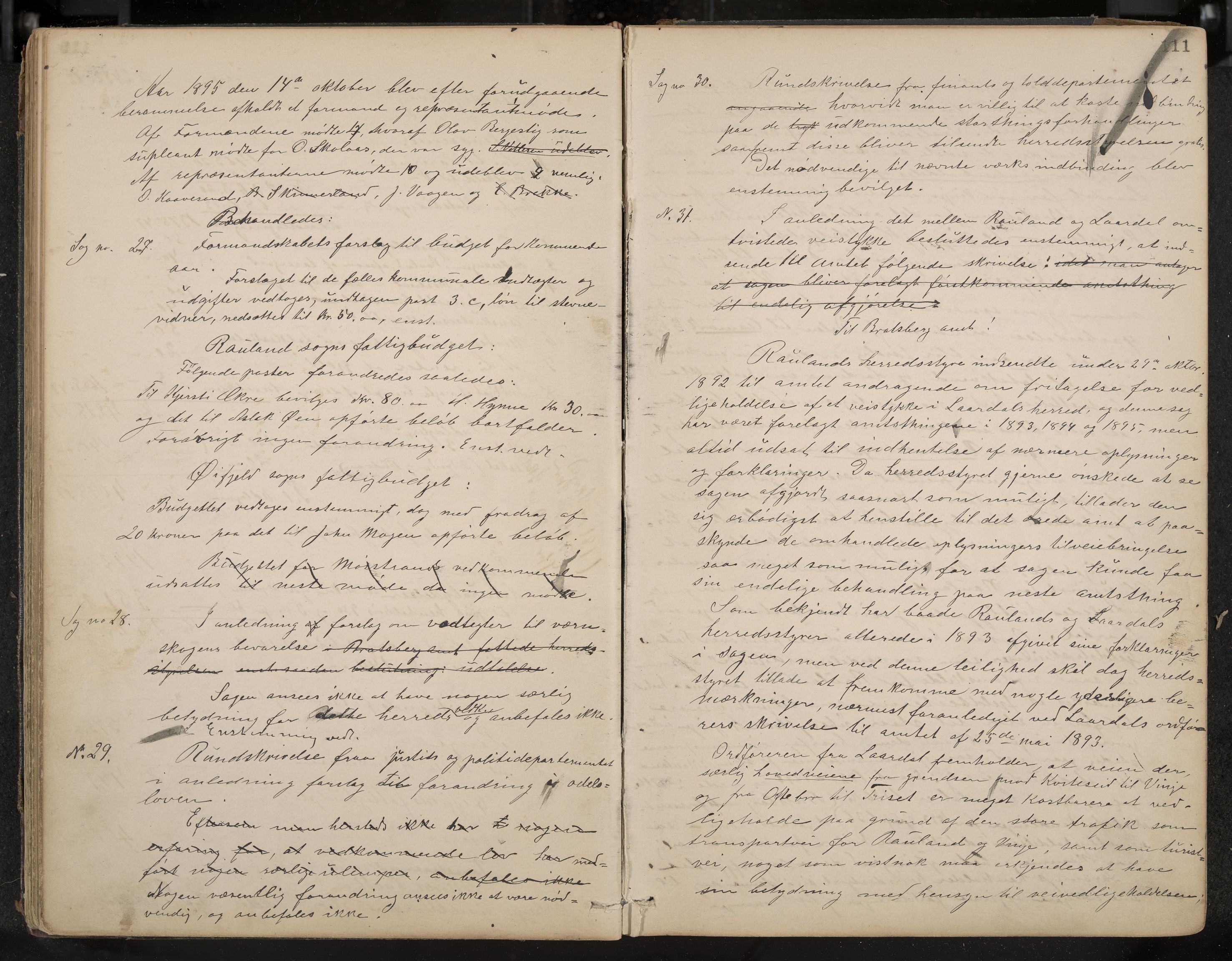 Rauland formannskap og sentraladministrasjon, IKAK/0835021/A/Aa/L0002: Møtebok, 1884-1908, p. 111