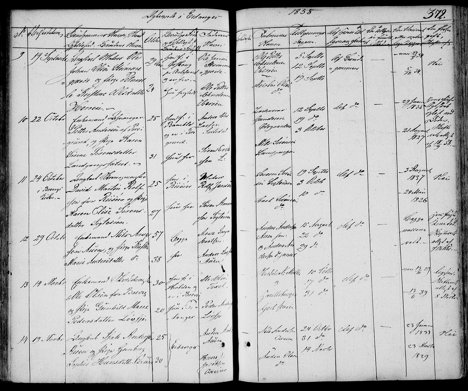 Eidanger kirkebøker, SAKO/A-261/F/Fa/L0008: Parish register (official) no. 8, 1831-1858, p. 372
