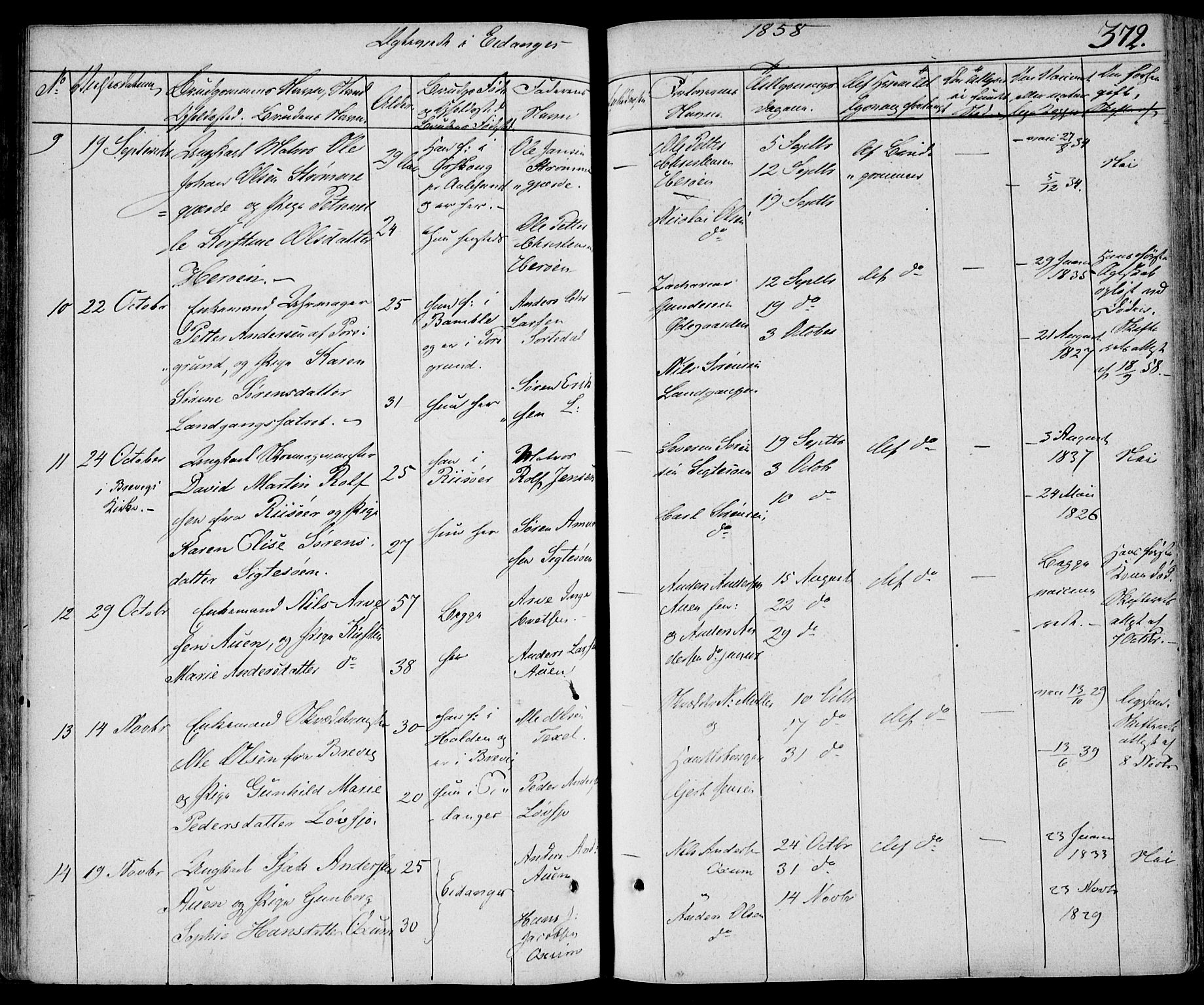 Eidanger kirkebøker, AV/SAKO-A-261/F/Fa/L0008: Parish register (official) no. 8, 1831-1858, p. 372