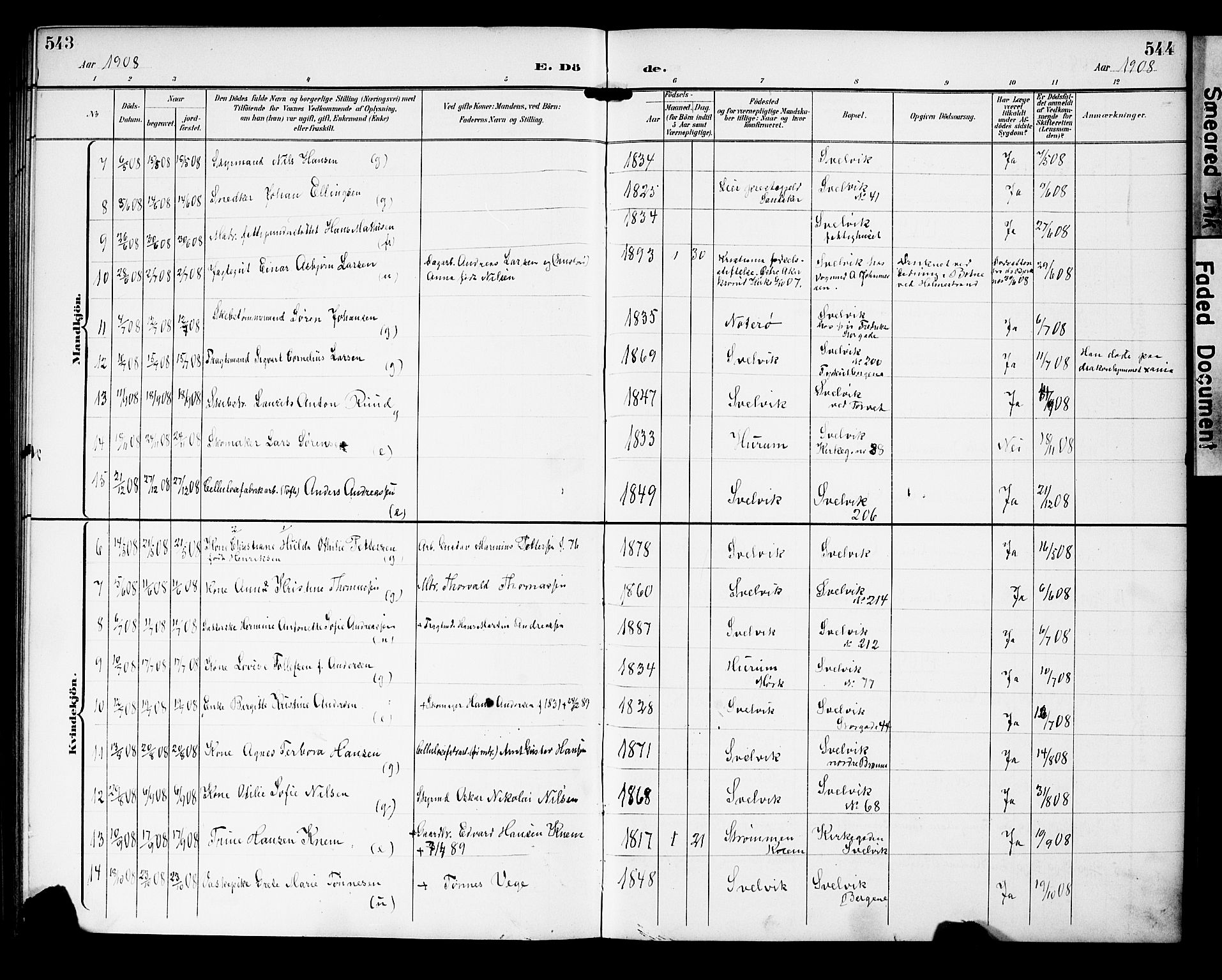 Strømm kirkebøker, AV/SAKO-A-322/G/Gb/L0002: Parish register (copy) no. II 2, 1897-1928, p. 543-544