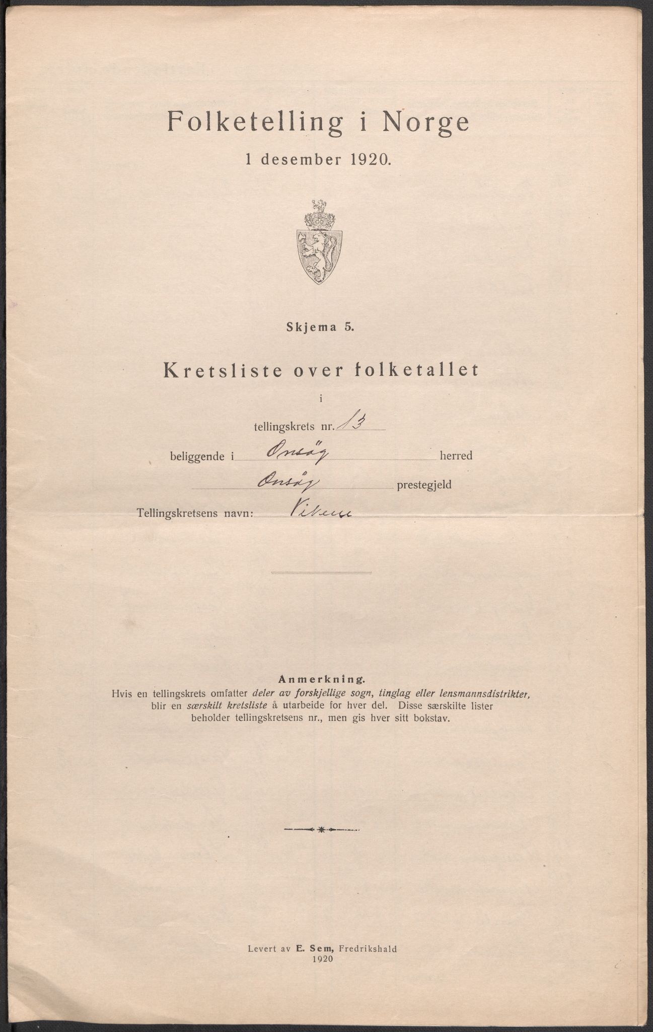 SAO, 1920 census for Onsøy, 1920, p. 51