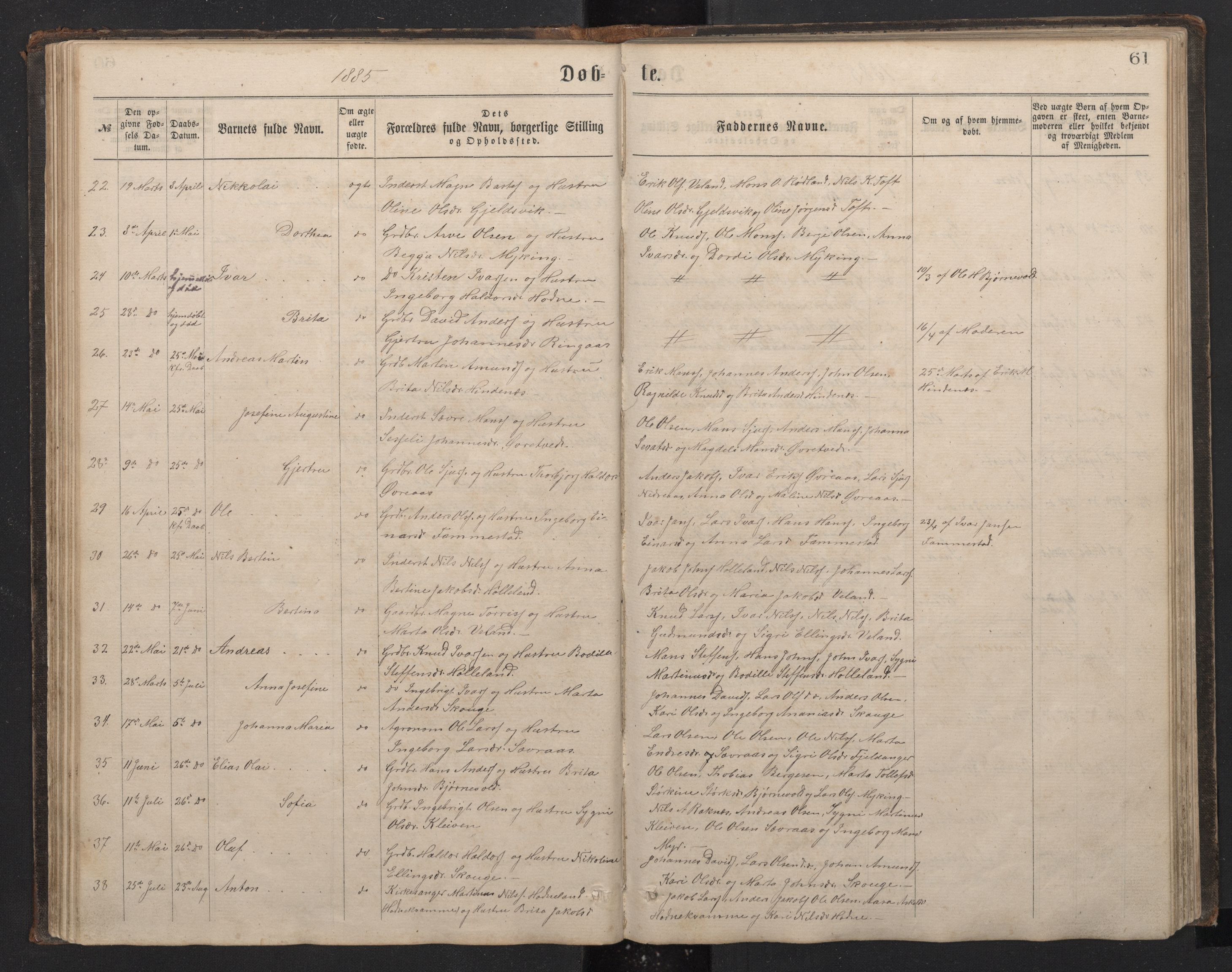 Lindås Sokneprestembete, SAB/A-76701/H/Hab: Parish register (copy) no. E 2, 1867-1892, p. 60b-61a