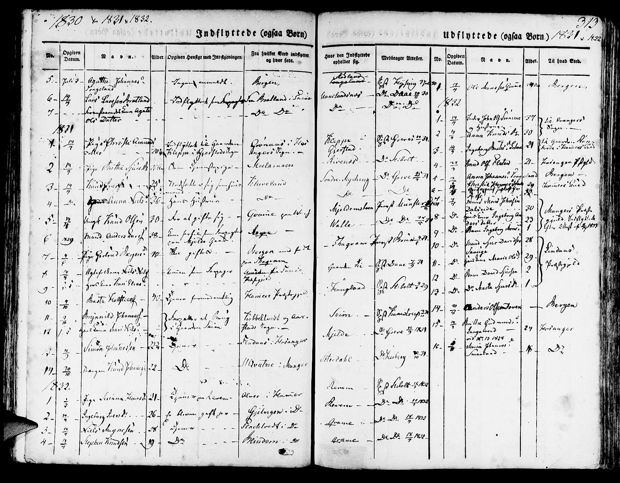 Haus sokneprestembete, SAB/A-75601/H/Haa: Parish register (official) no. A 14, 1827-1838, p. 313