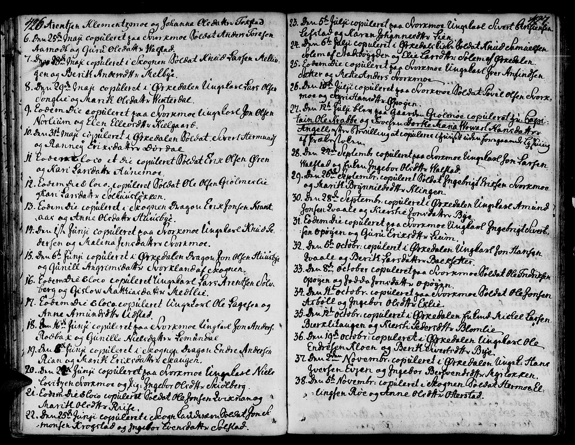 Ministerialprotokoller, klokkerbøker og fødselsregistre - Sør-Trøndelag, SAT/A-1456/668/L0802: Parish register (official) no. 668A02, 1776-1799, p. 426-427