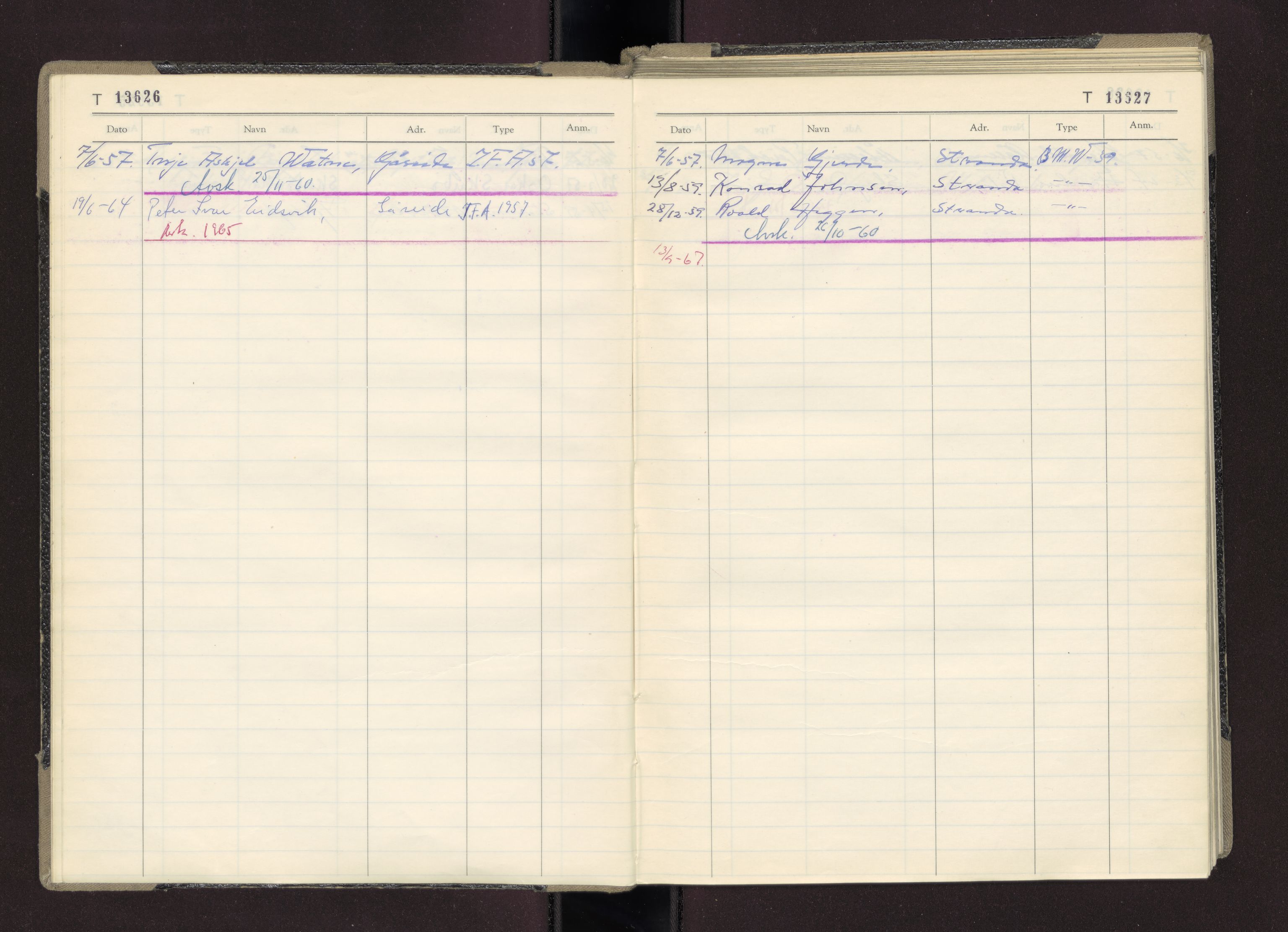 Møre og Romsdal vegkontor - Ålesund trafikkstasjon, AV/SAT-A-4099/F/Fc/L0011: Bilregister; T 13601 - T 13999, 1955-1970