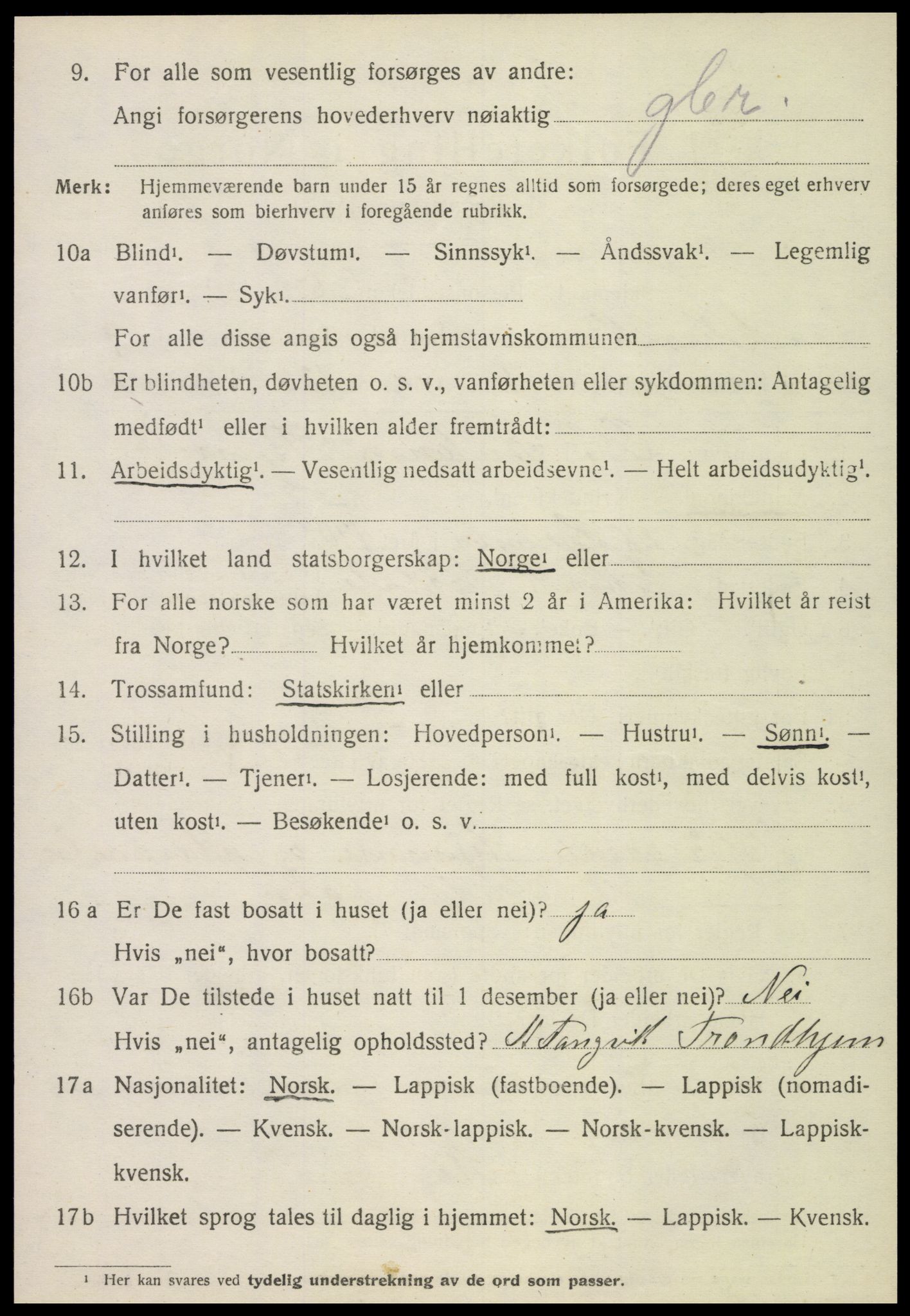 SAT, 1920 census for Leksvik, 1920, p. 6877