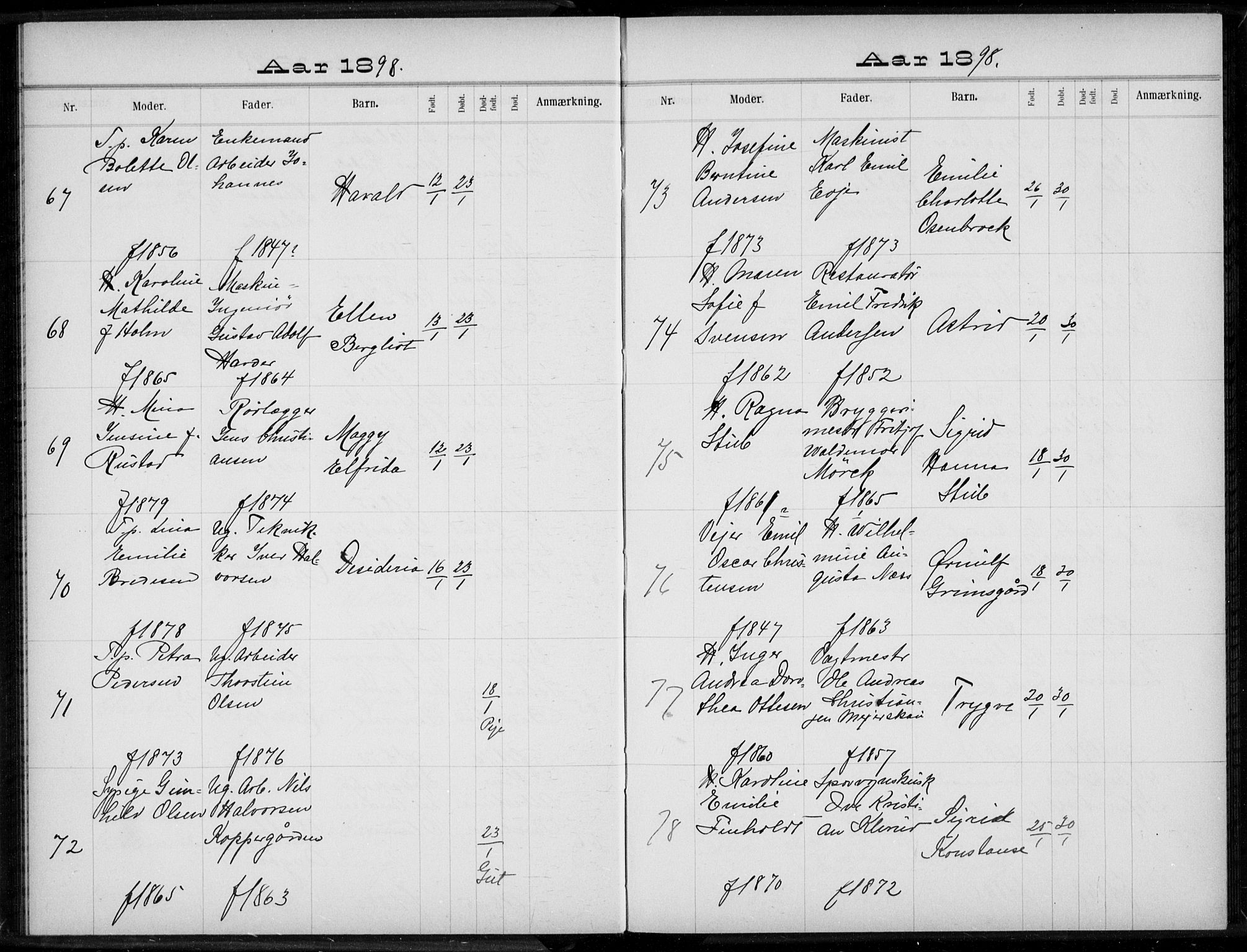 Rikshospitalet prestekontor Kirkebøker, AV/SAO-A-10309b/K/L0004/0003: Baptism register no. 4.3, 1897-1899