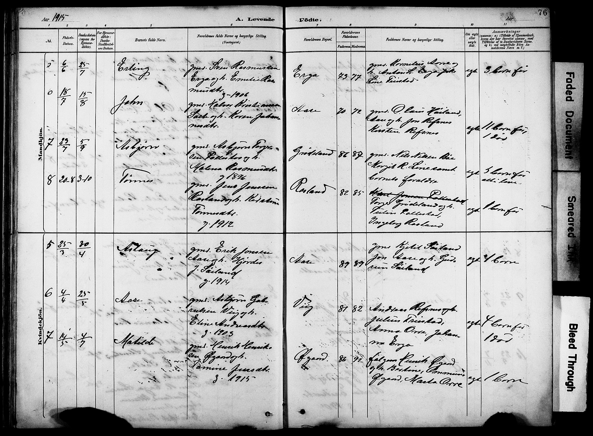 Klepp sokneprestkontor, AV/SAST-A-101803/001/3/30BB/L0005: Parish register (copy) no. B 5, 1889-1918, p. 76