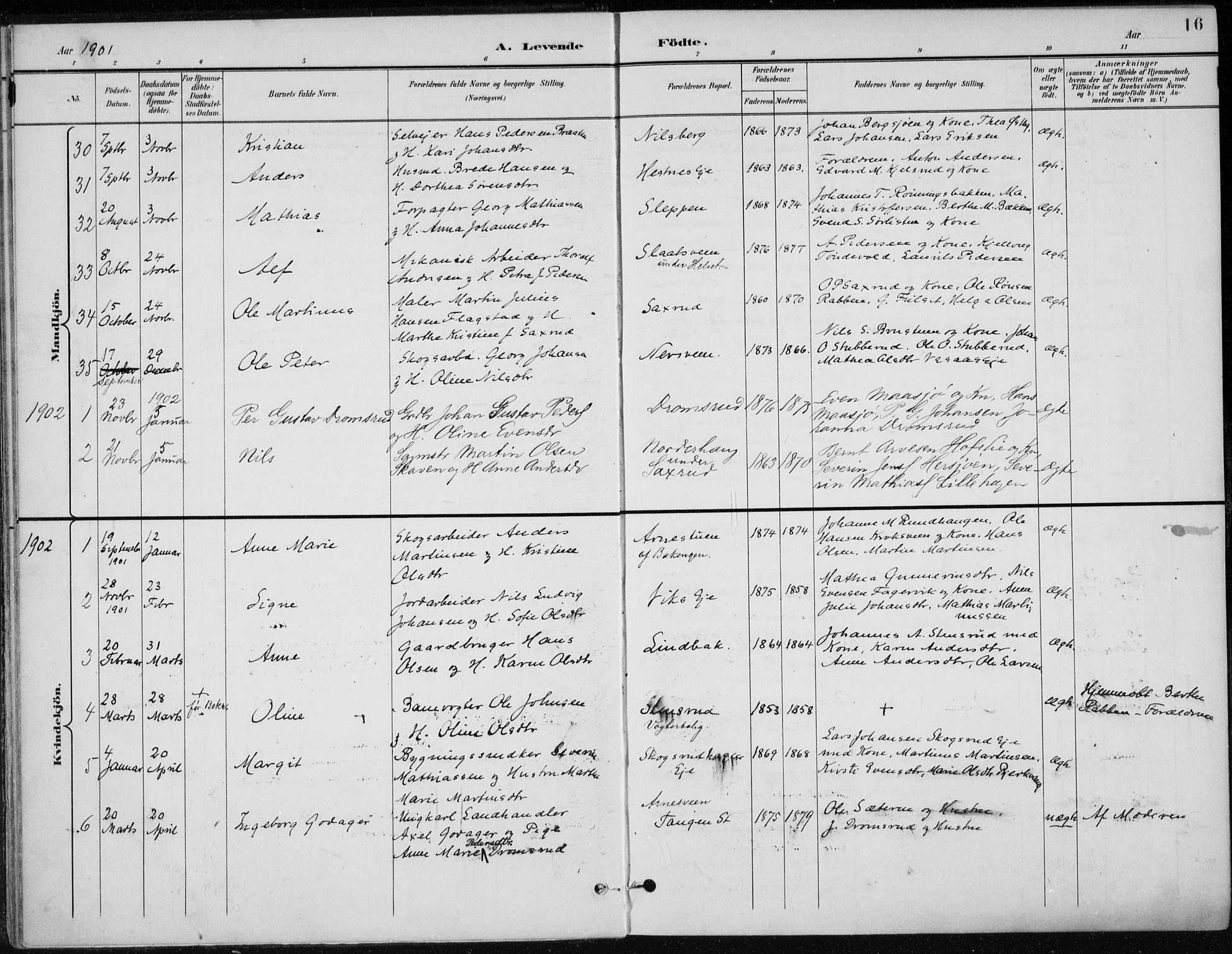 Stange prestekontor, SAH/PREST-002/K/L0023: Parish register (official) no. 23, 1897-1920, p. 16